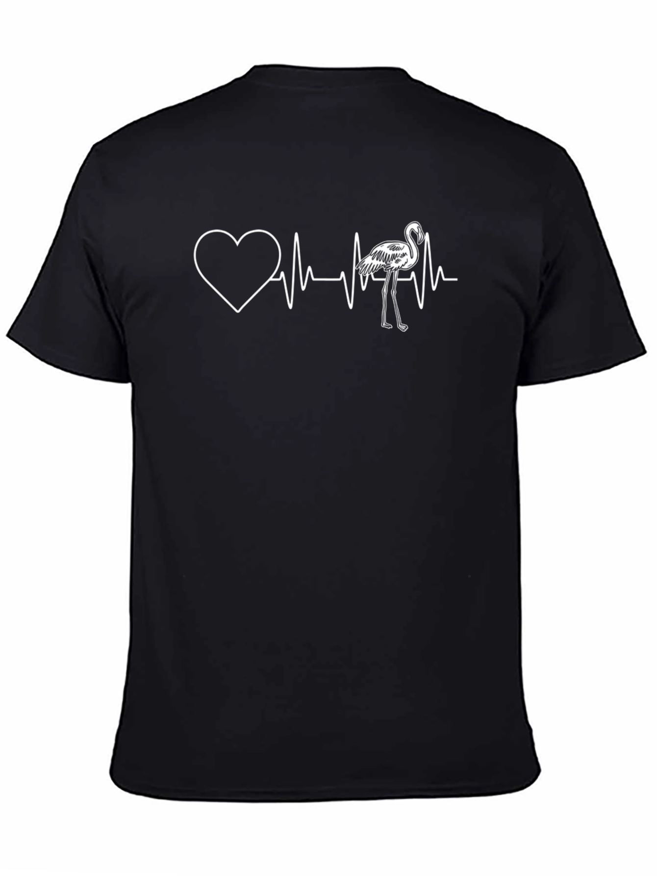 Flamingo Heartbeat Graphic T-Shirt - Black