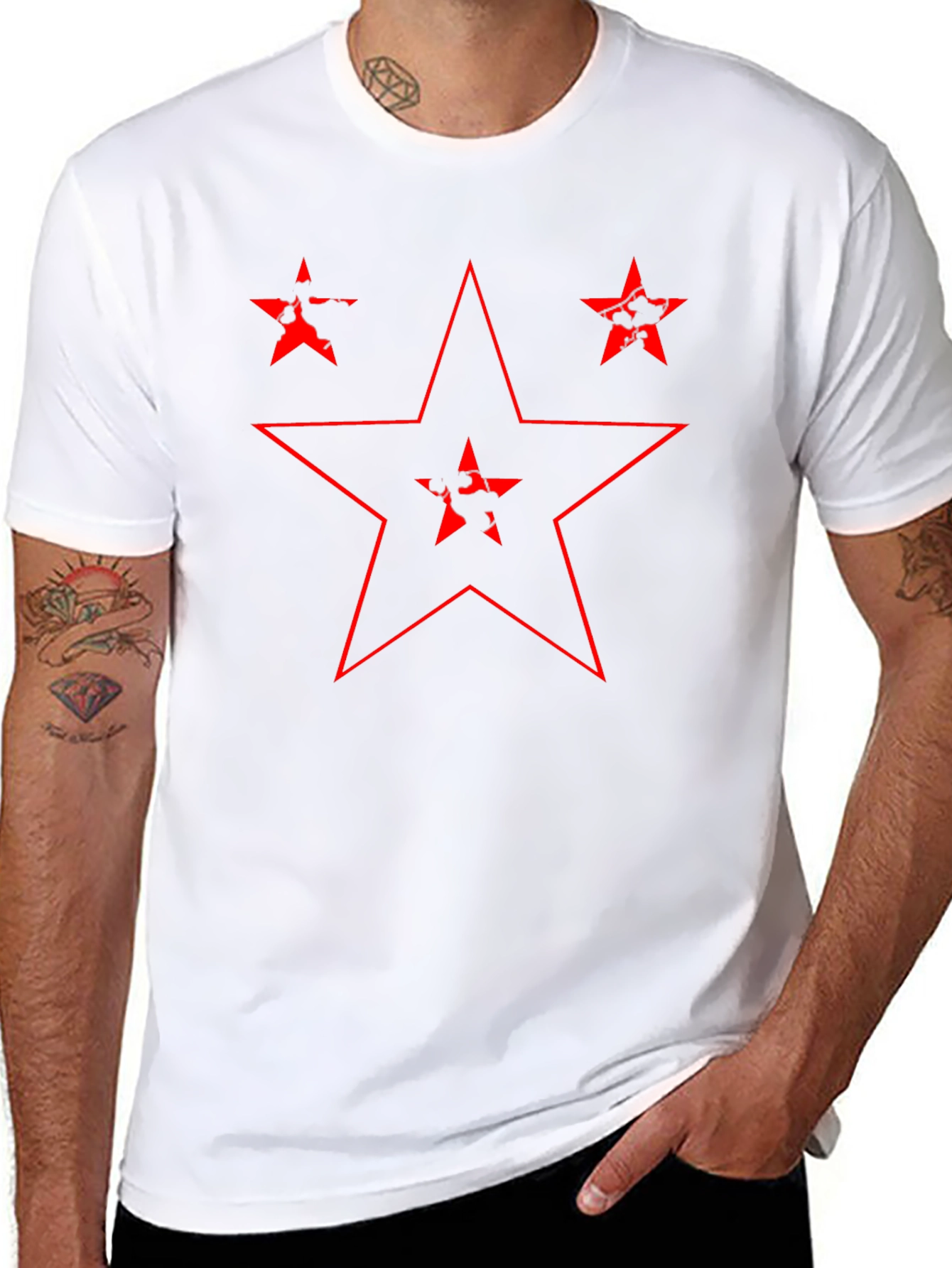 Edgy Star Graphic Black T-Shirt