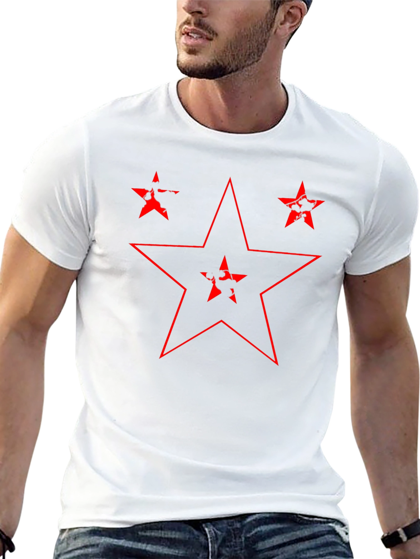 Edgy Star Graphic Black T-Shirt