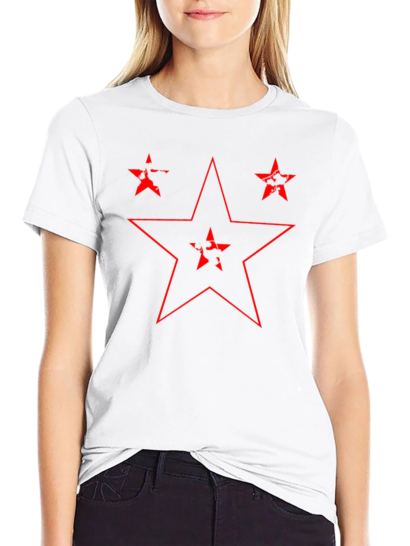 Edgy Star Graphic Black T-Shirt