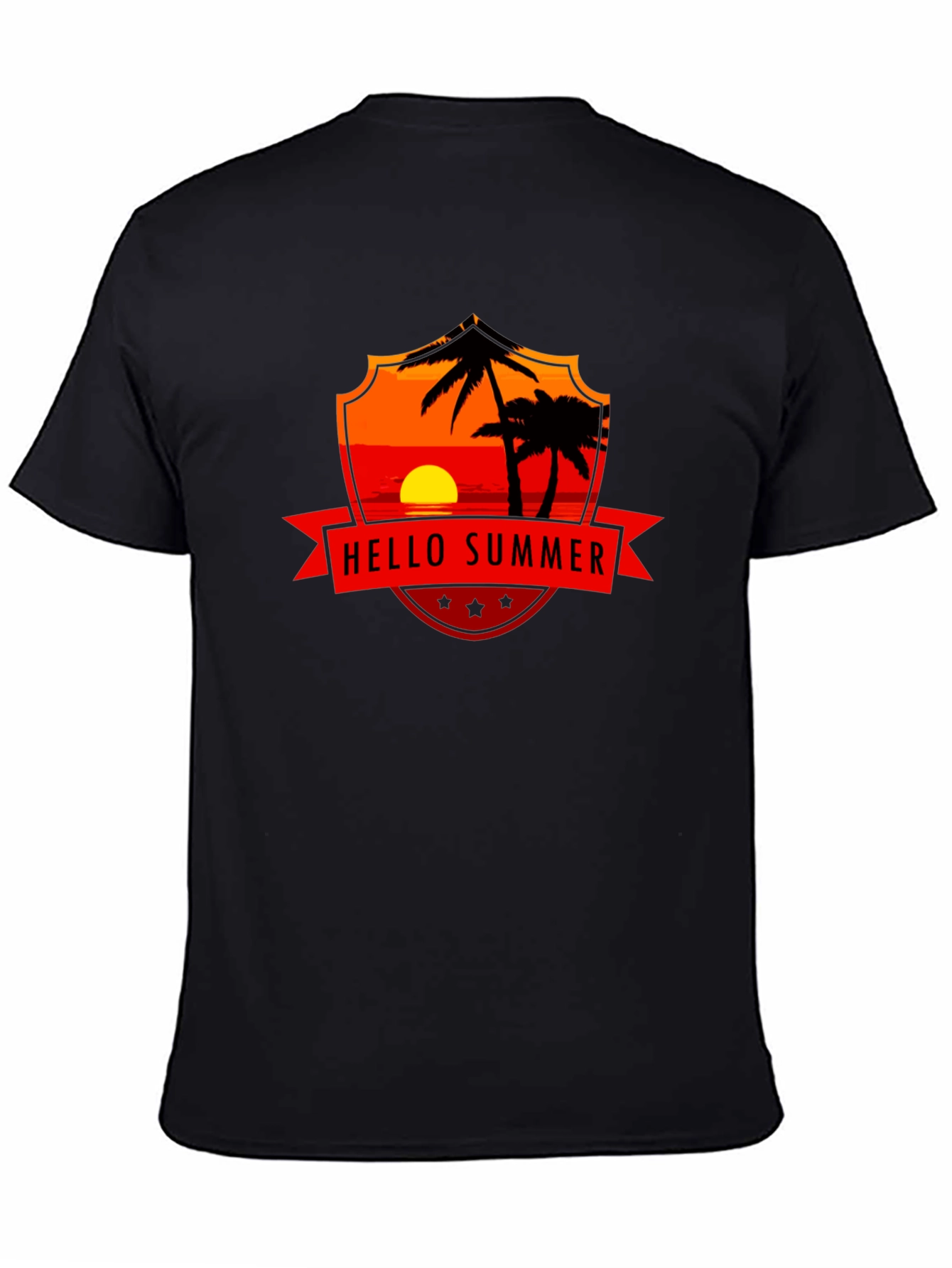 Hello Summer Graphic Tee - Black Cotton T-Shirt