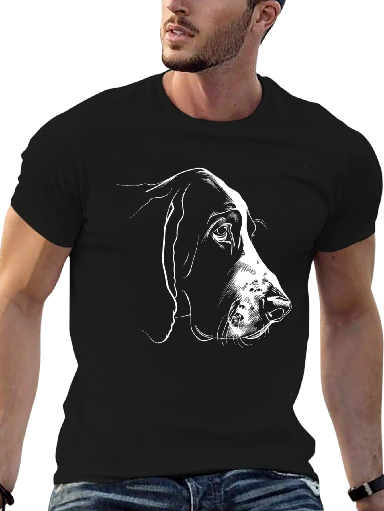 Dog Sketch T-Shirt - Black Cotton Tee