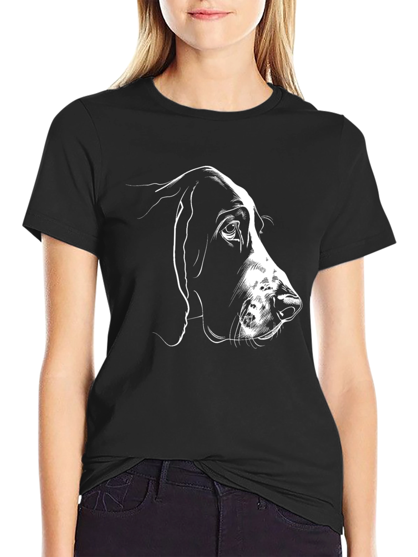 Dog Sketch T-Shirt - Black Cotton Tee