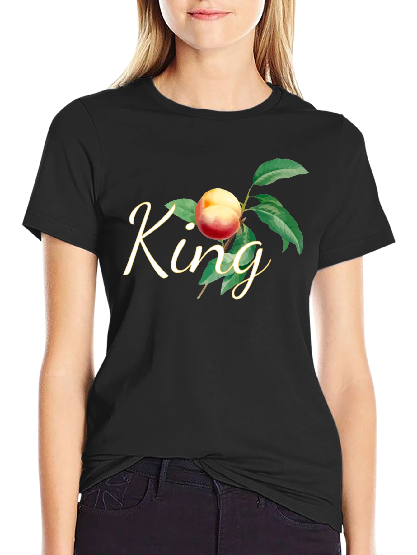 King Peach Graphic T-Shirt - Black