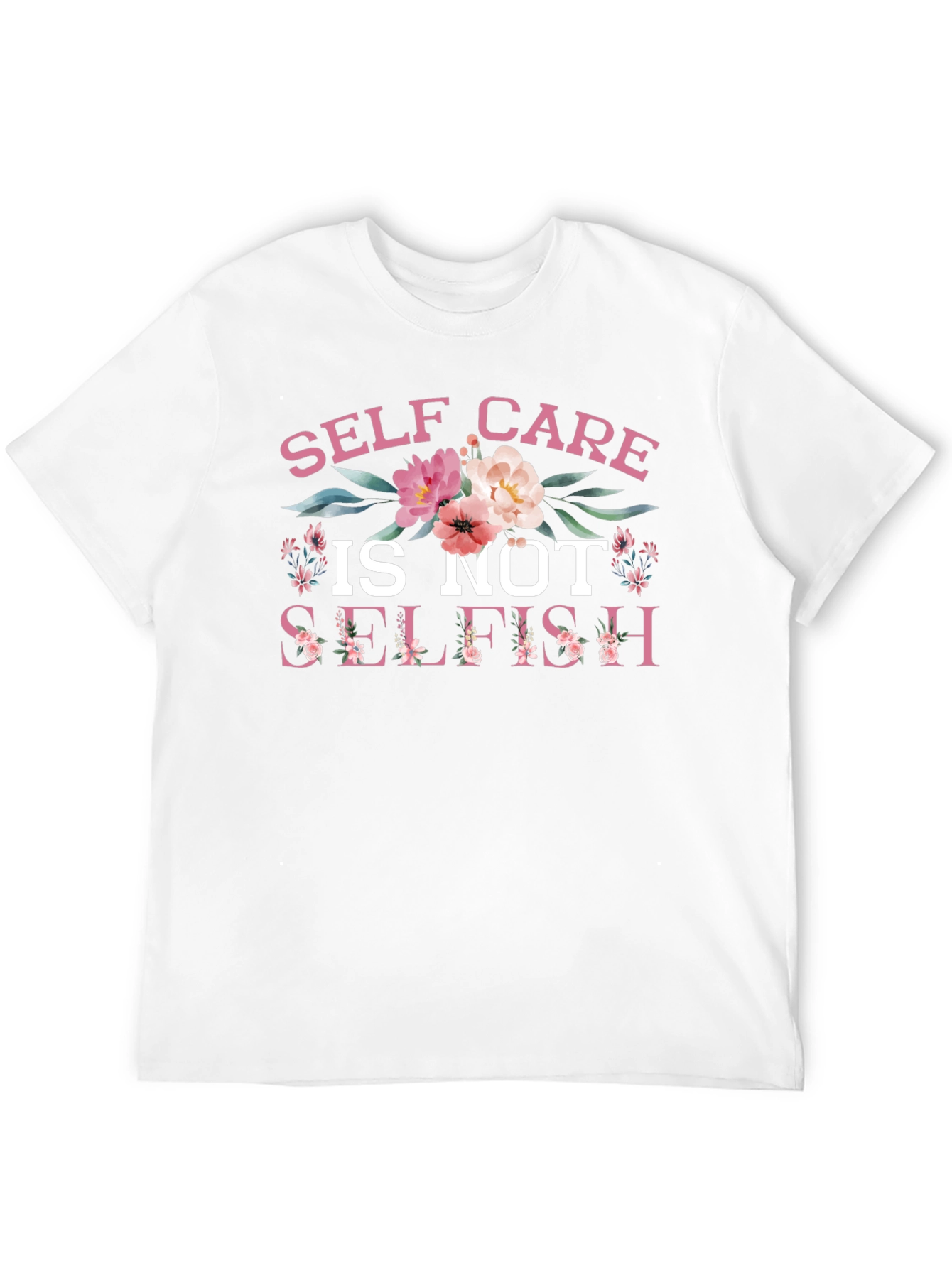 Self Care Floral Graphic Tee - Black
