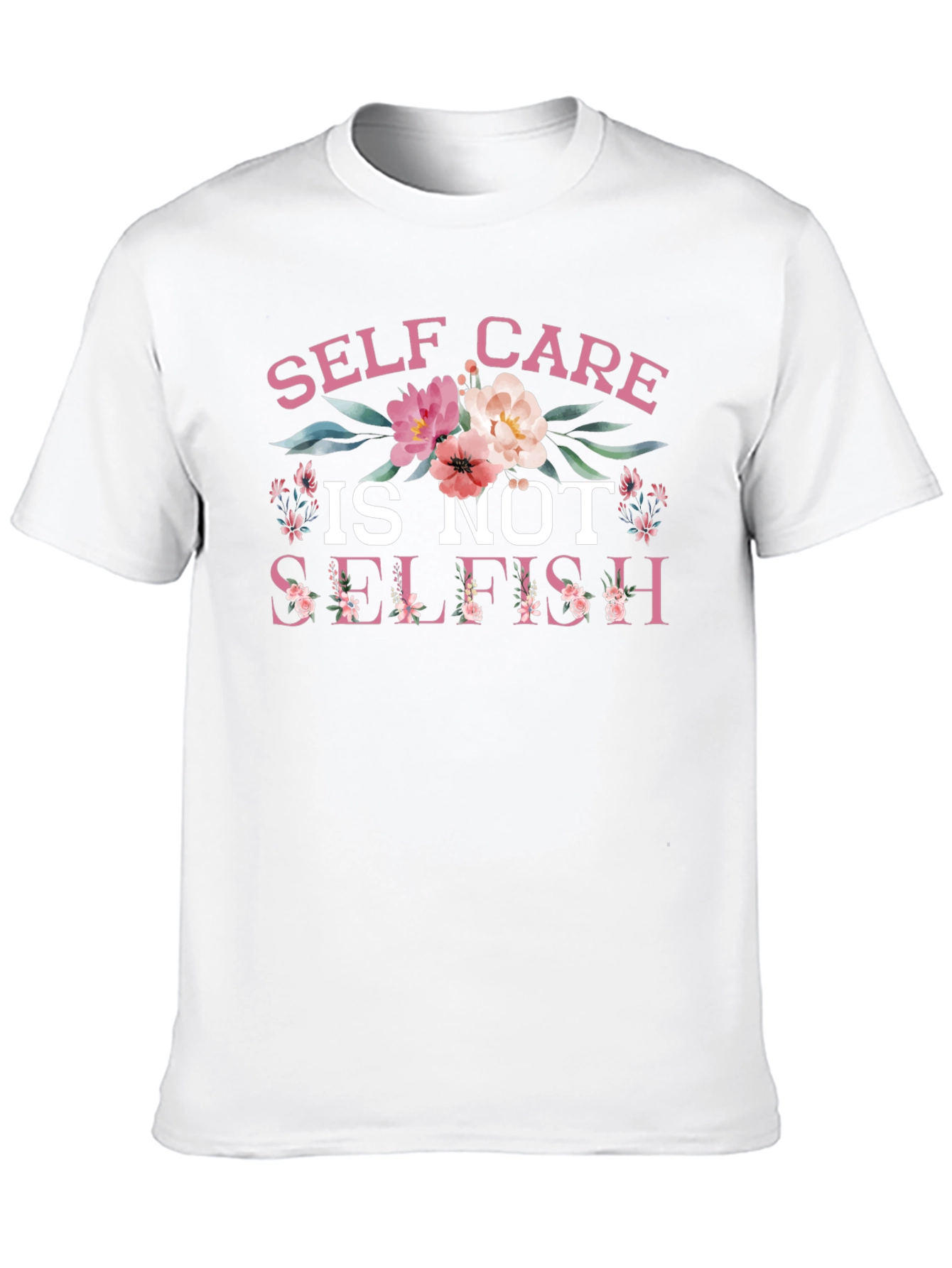 Self Care Floral Graphic Tee - Black