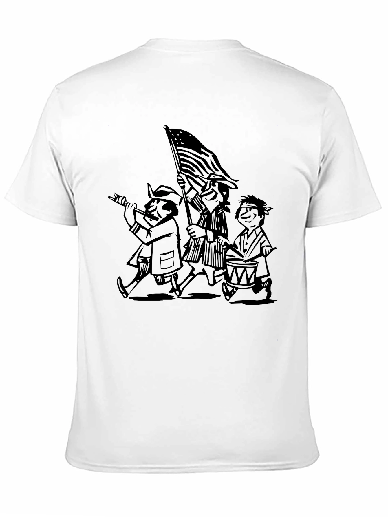 Patriotic Cartoon Print Black T-Shirt