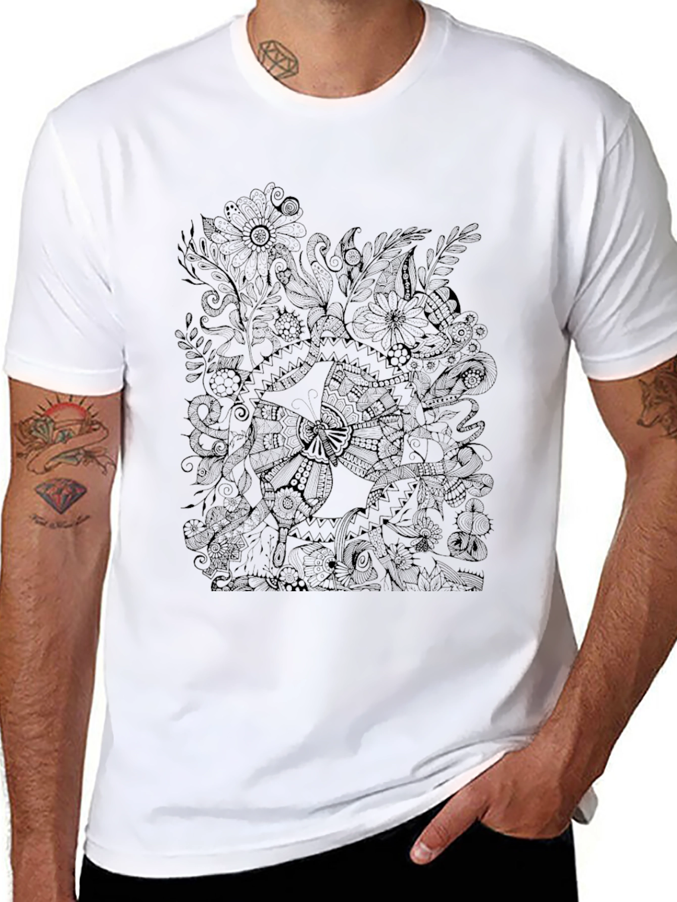 Nature Inspired Black Graphic Tee