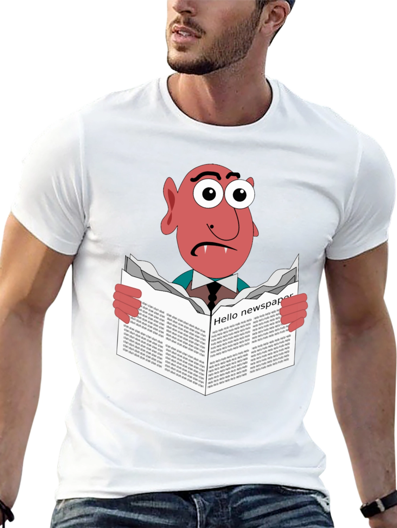 Vampire Reading Newspaper Graphic T-Shirt