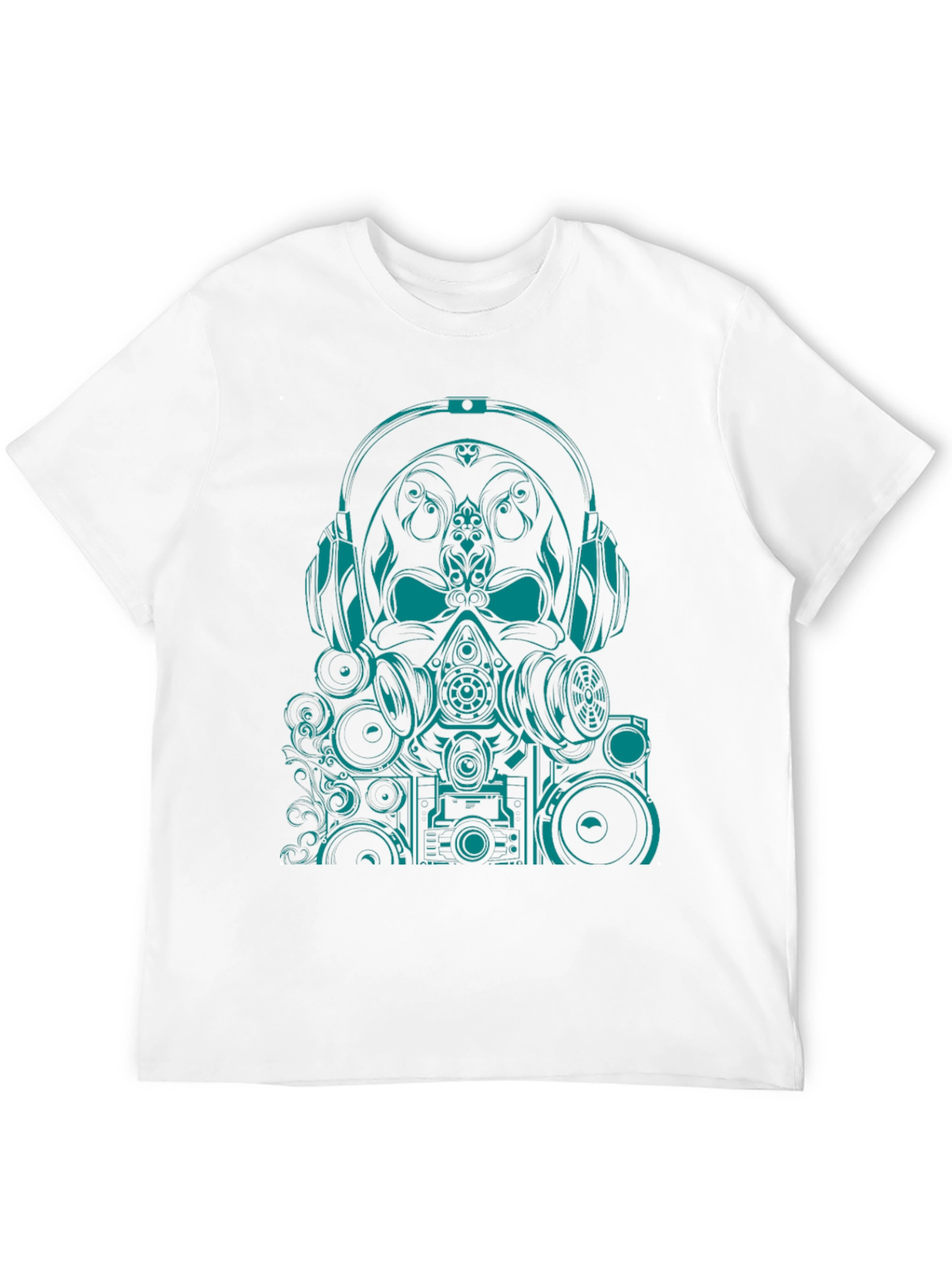 Graphic Tee - Teal Skull DJ Headphones