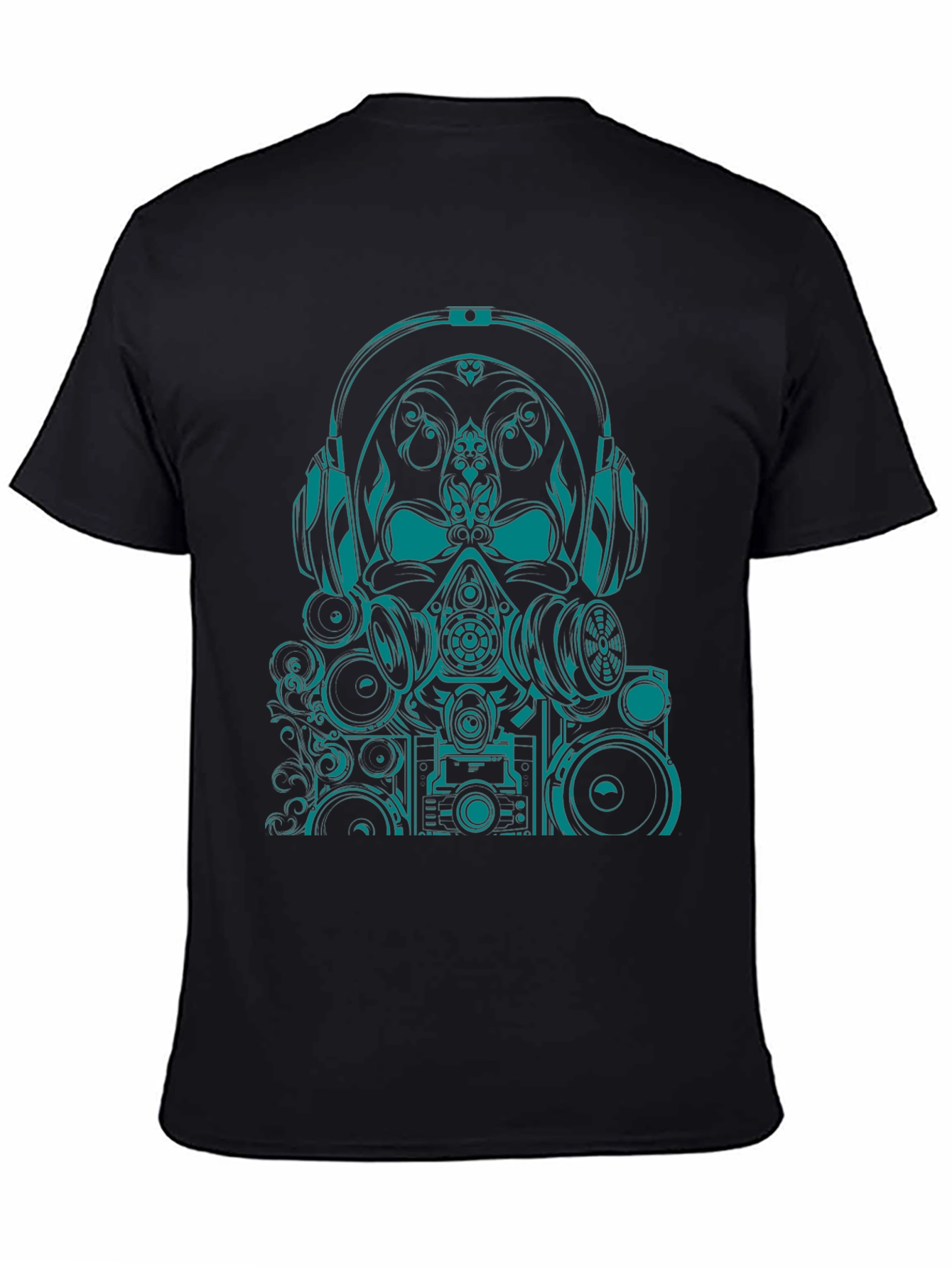 Graphic Tee - Teal Skull DJ Headphones