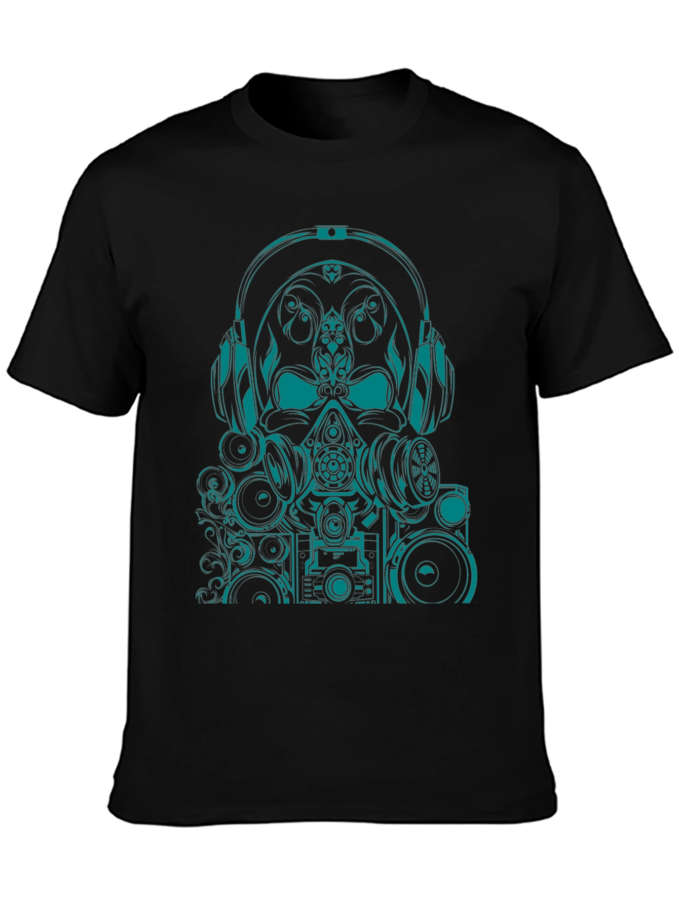 Graphic Tee - Teal Skull DJ Headphones