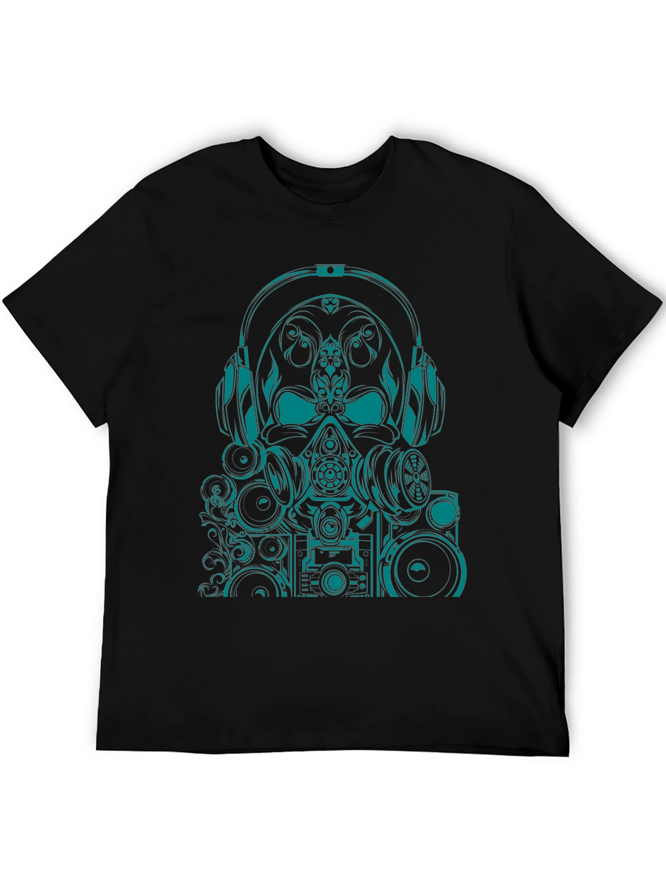 Graphic Tee - Teal Skull DJ Headphones