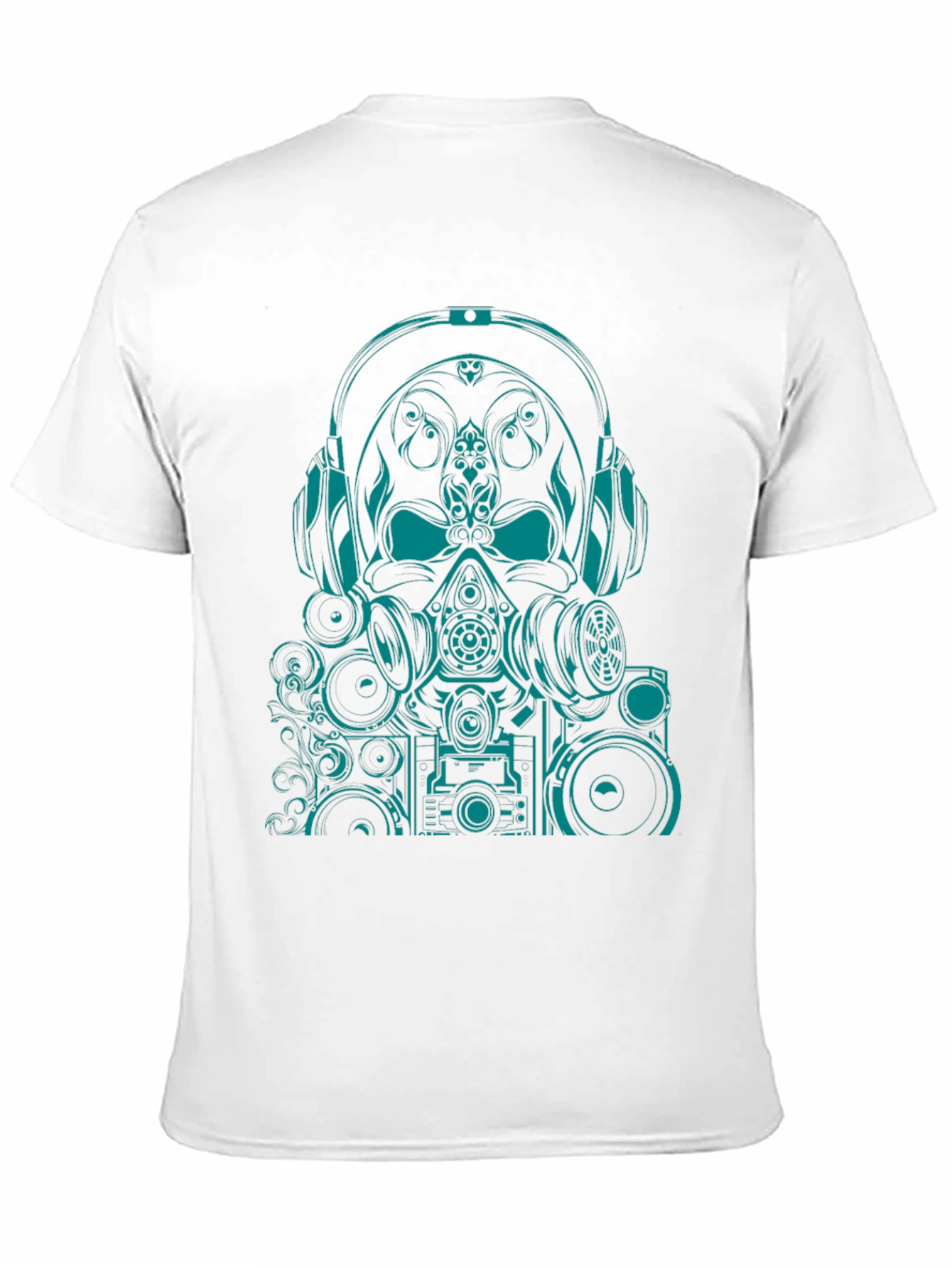 Graphic Tee - Teal Skull DJ Headphones