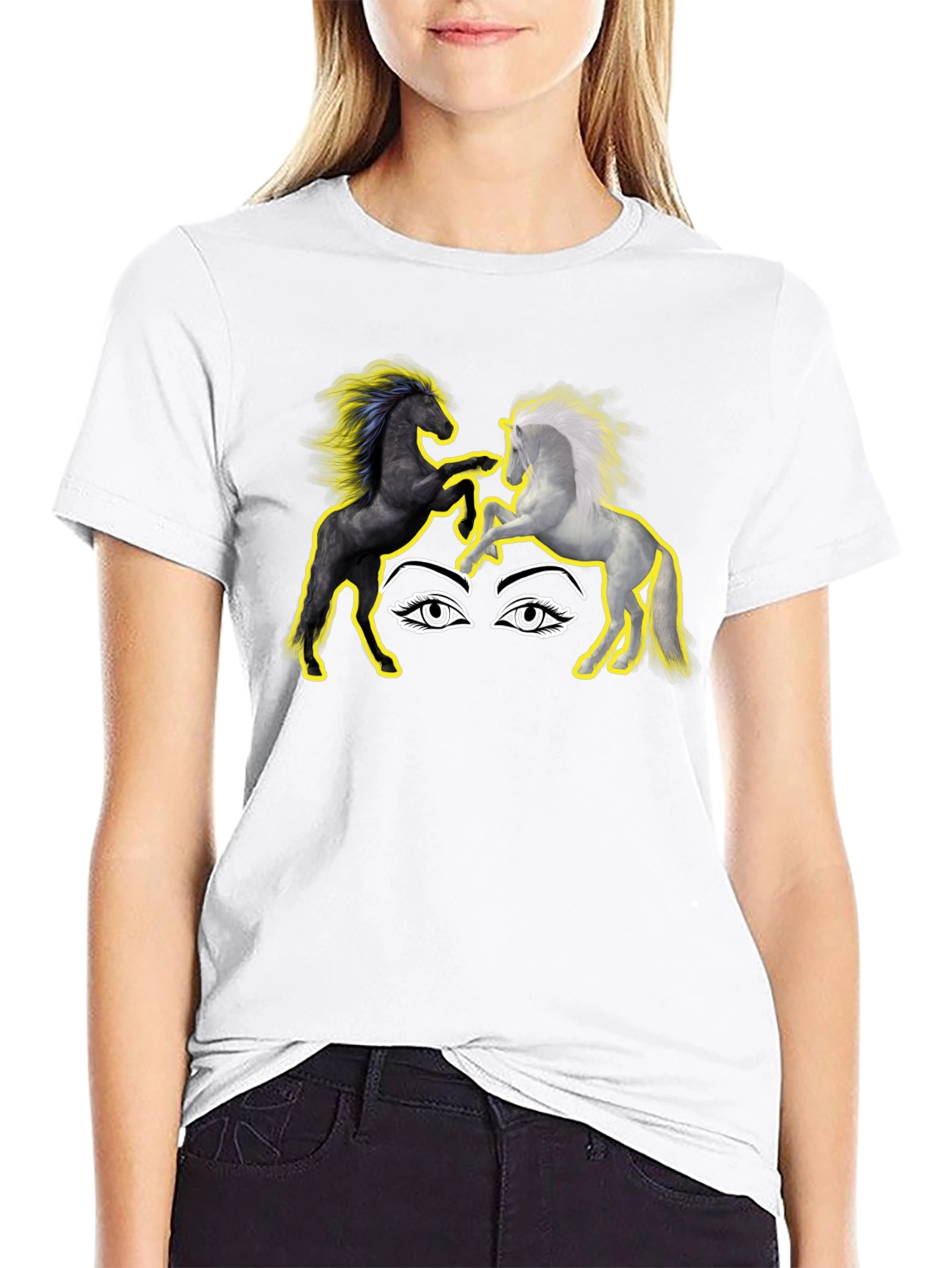 Yin Yang Horses Graphic T-Shirt