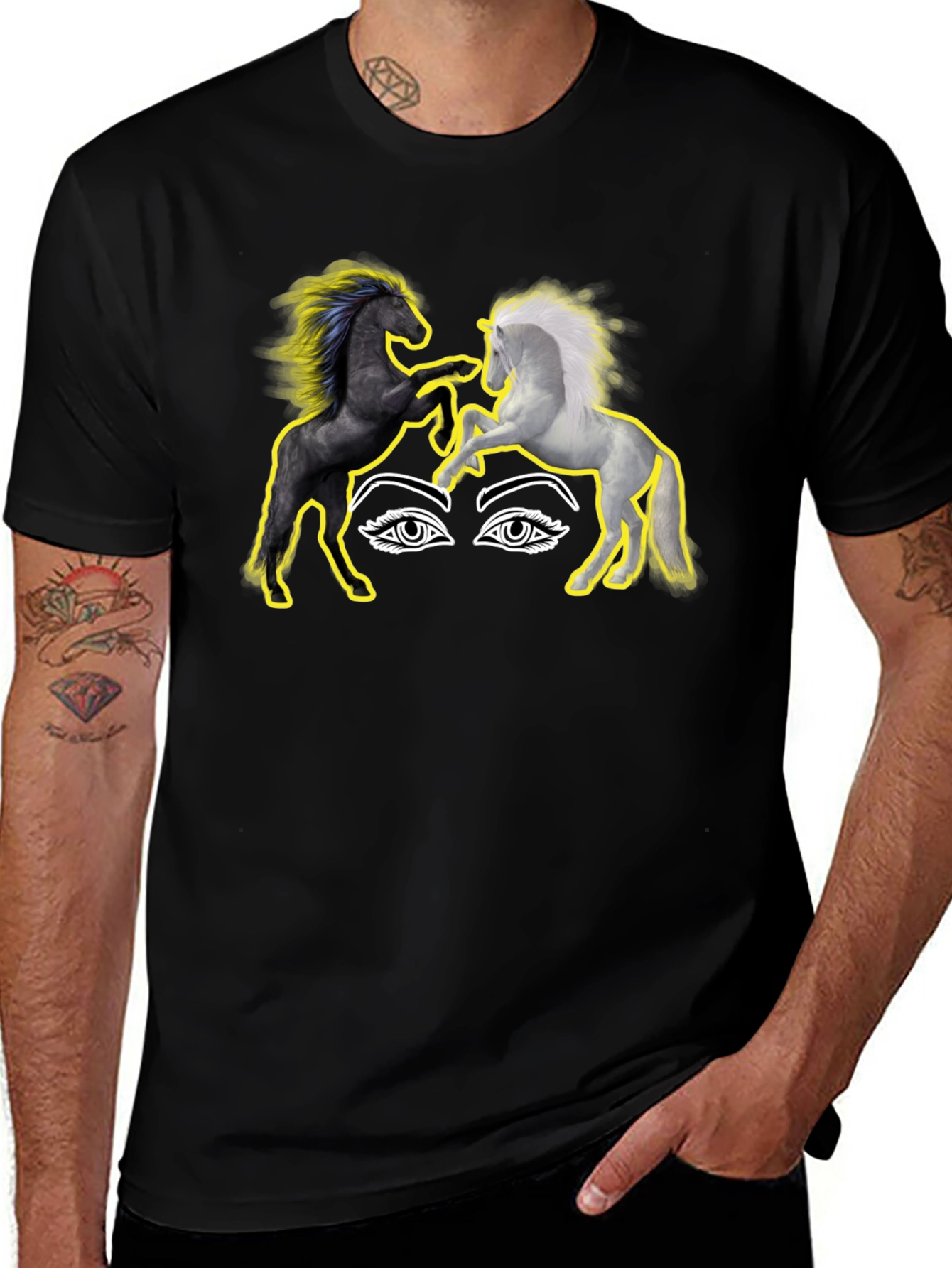 Yin Yang Horses Graphic T-Shirt
