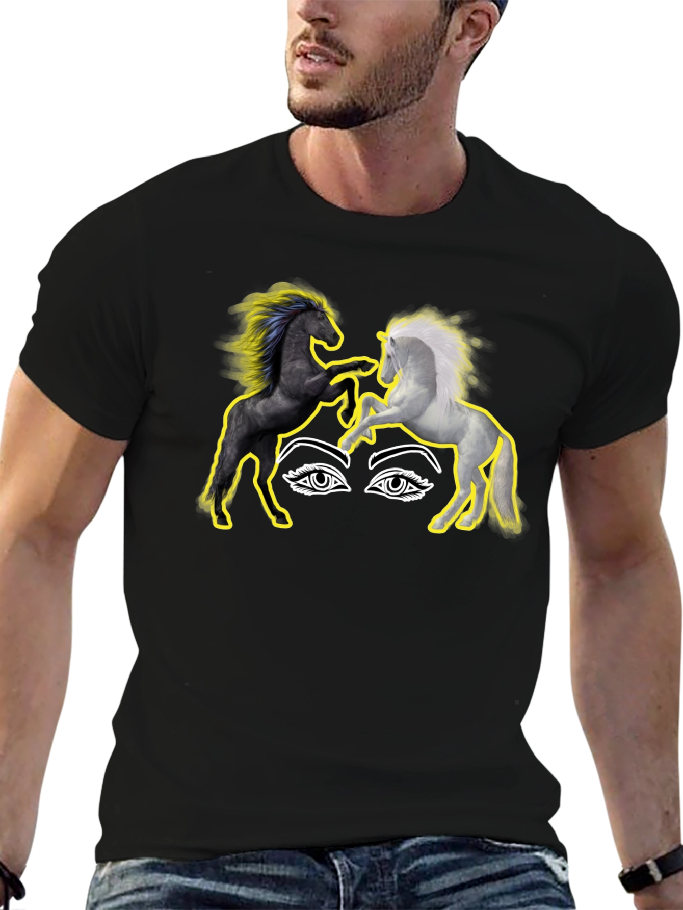 Yin Yang Horses Graphic T-Shirt