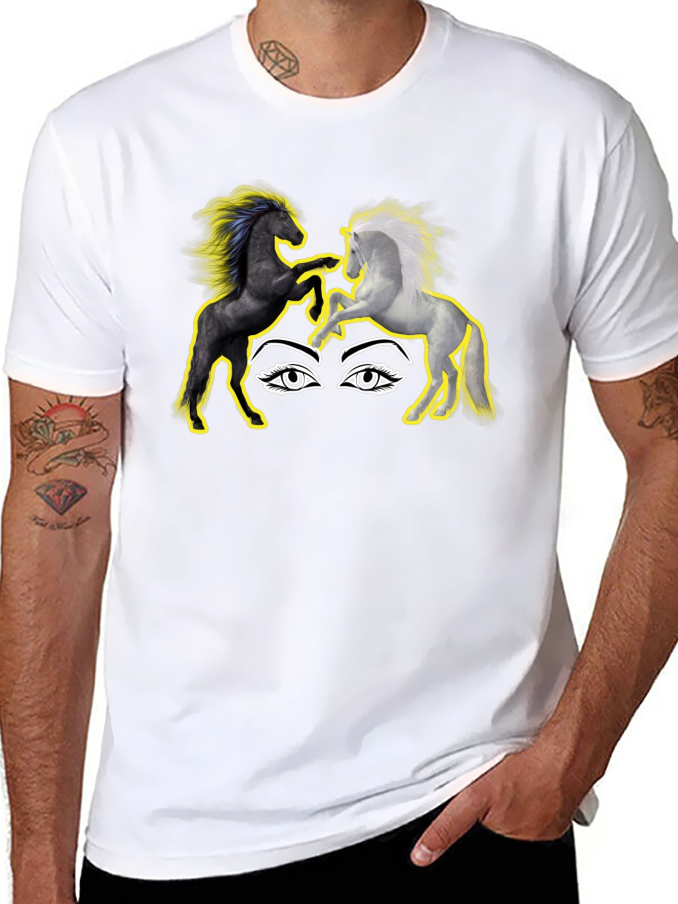 Yin Yang Horses Graphic T-Shirt