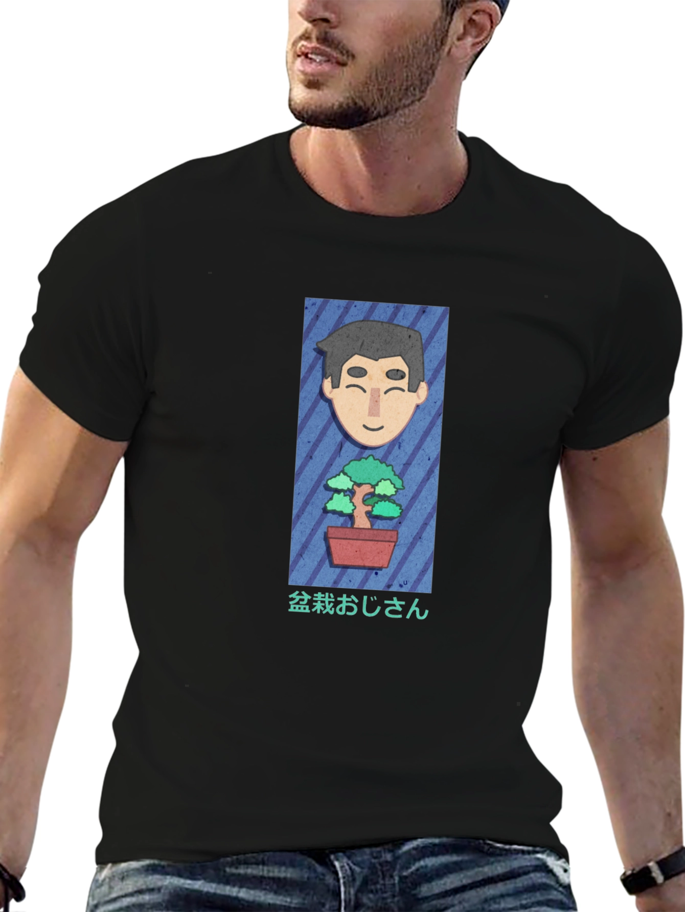 Bonsai Cartoon Graphic Tee - Black