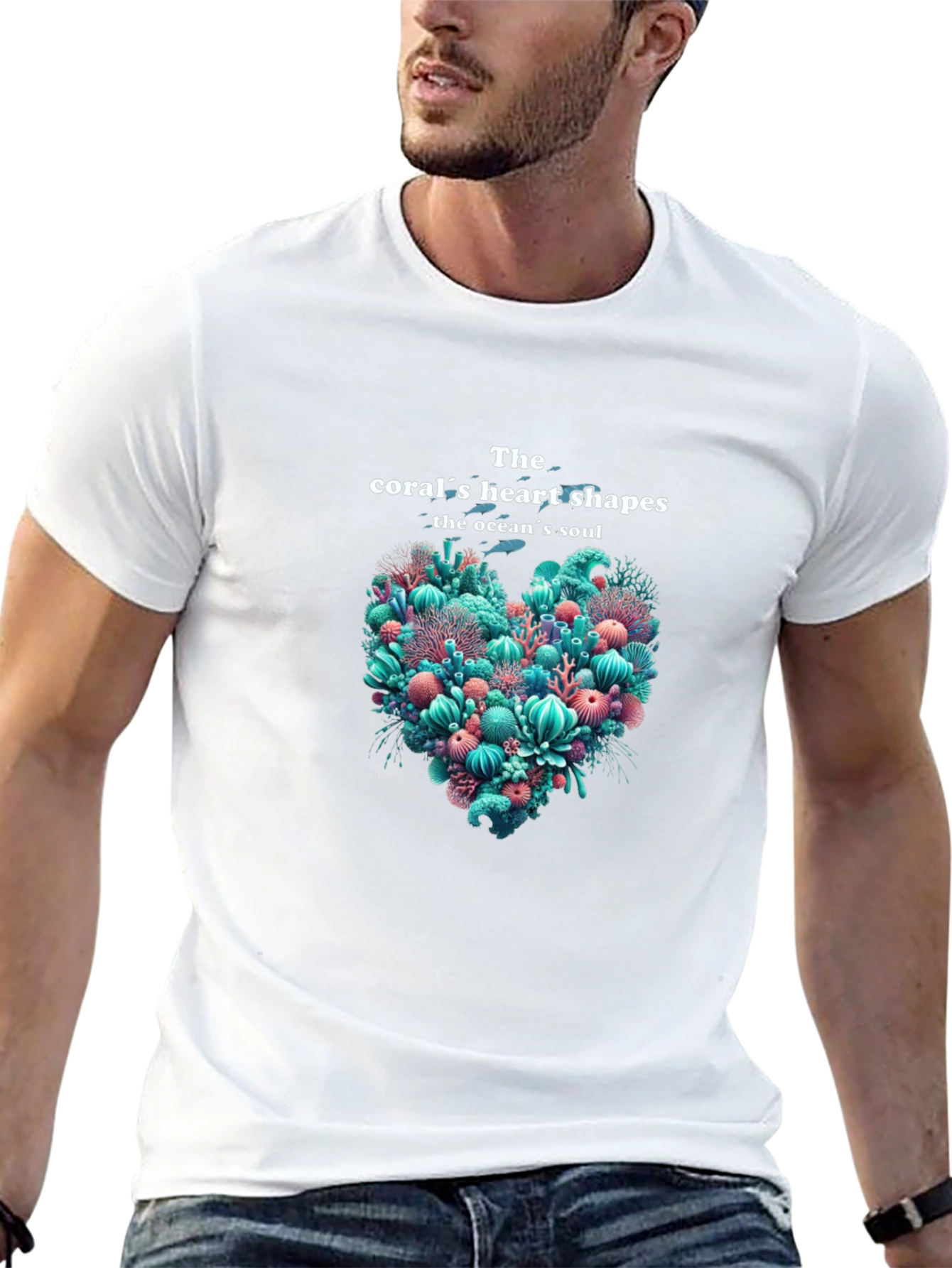 Coral Heart Shapes Graphic Tee
