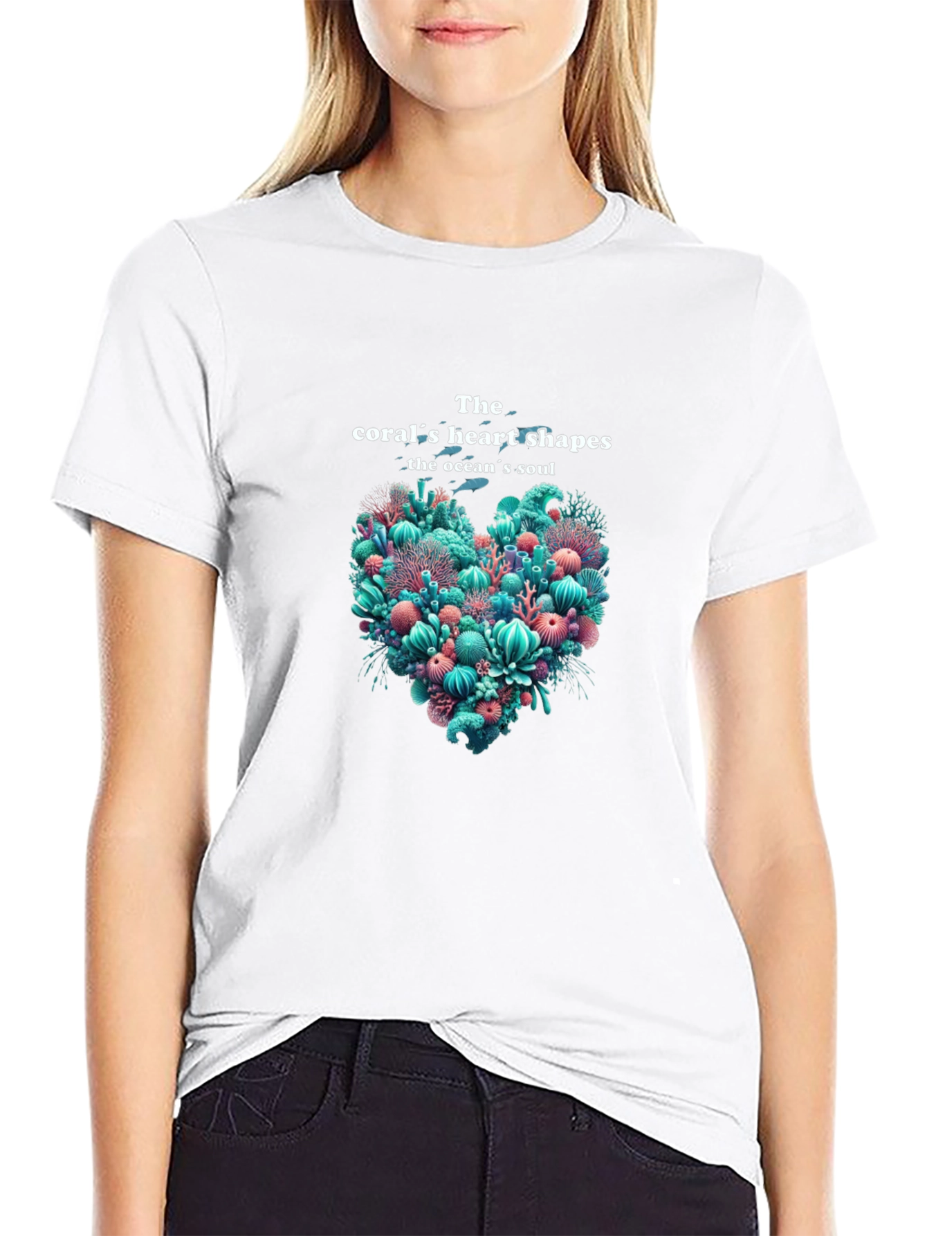 Coral Heart Shapes Graphic Tee