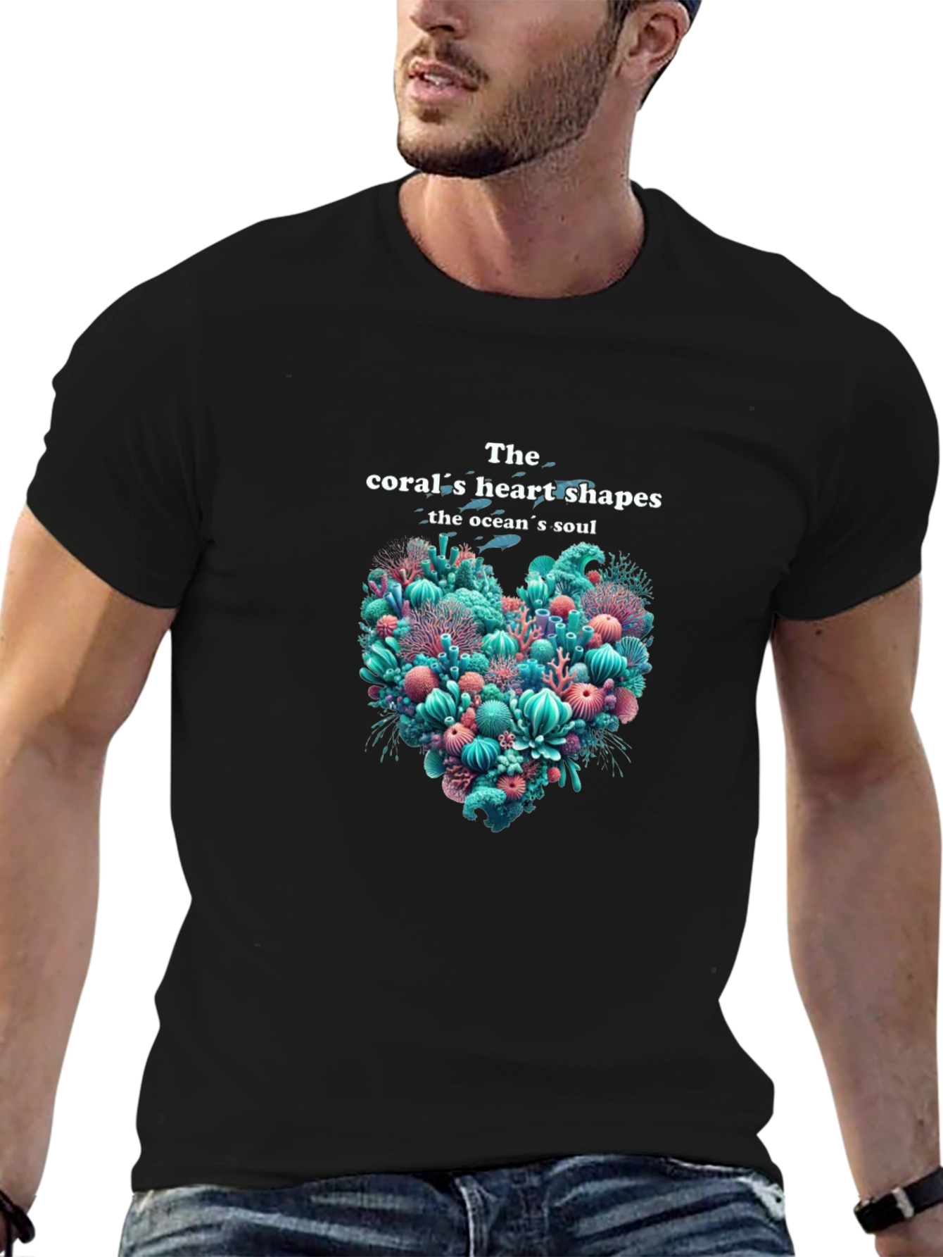 Coral Heart Shapes Graphic Tee