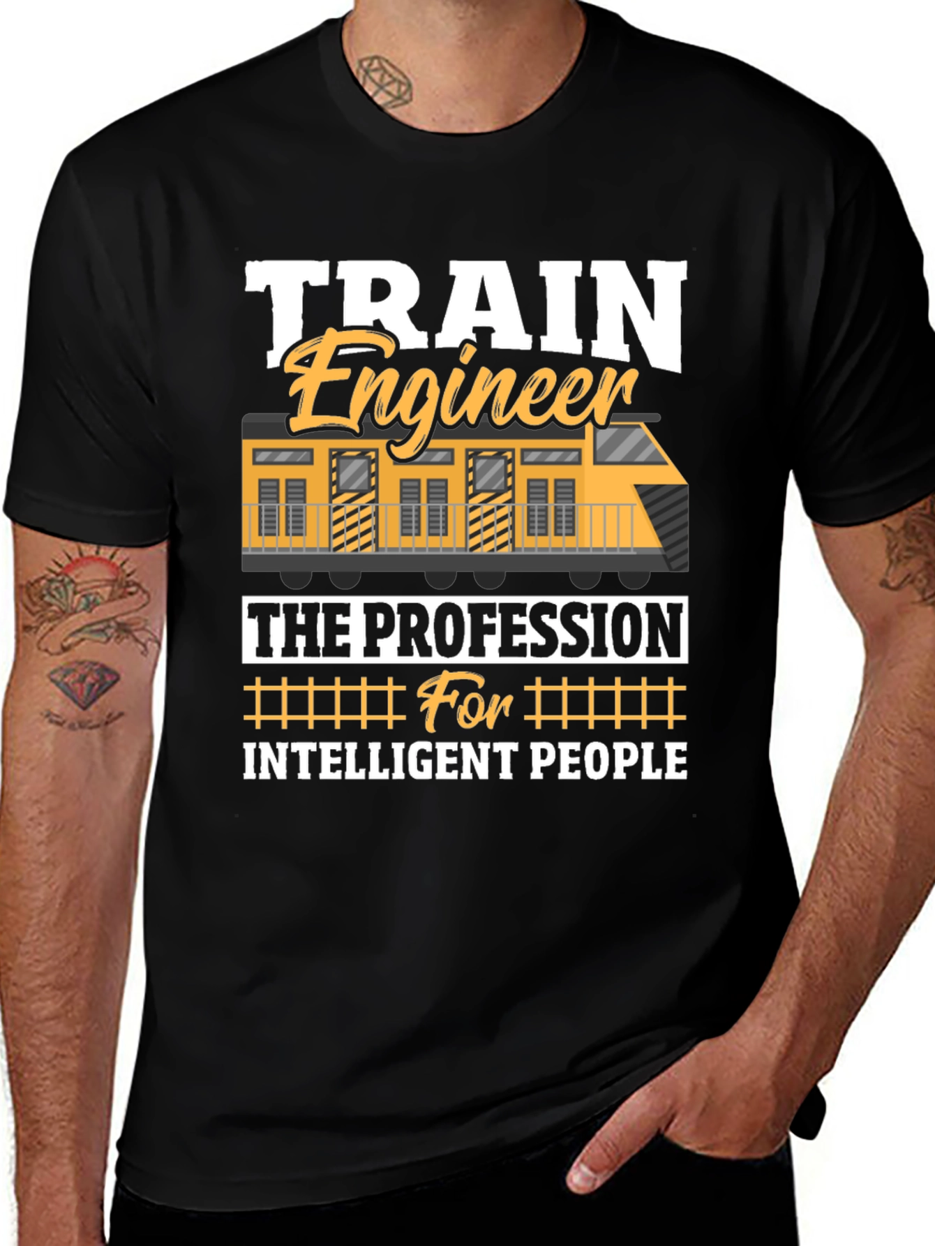 Train Engineer Intelligent People Black T-Shirt