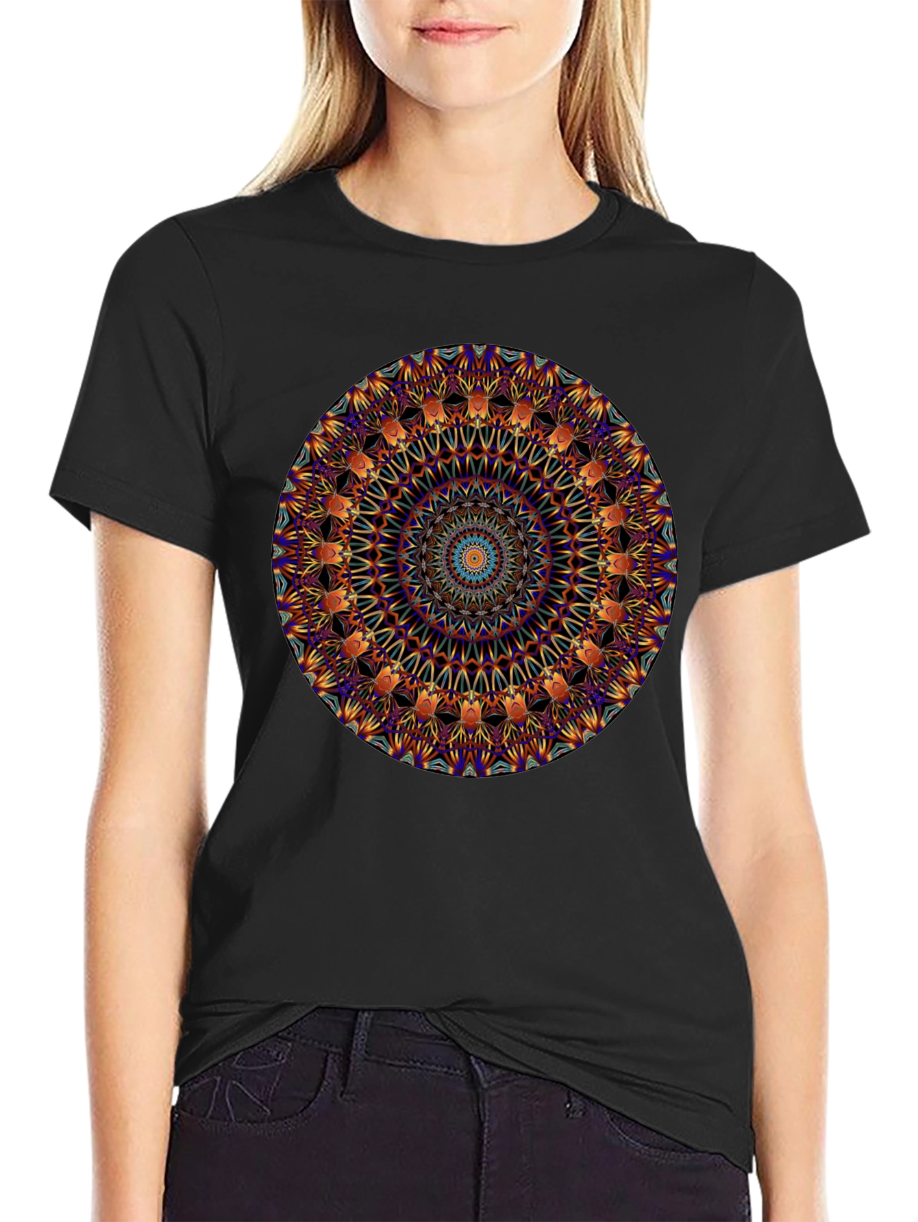 Mandala Graphic Print Black T-Shirt