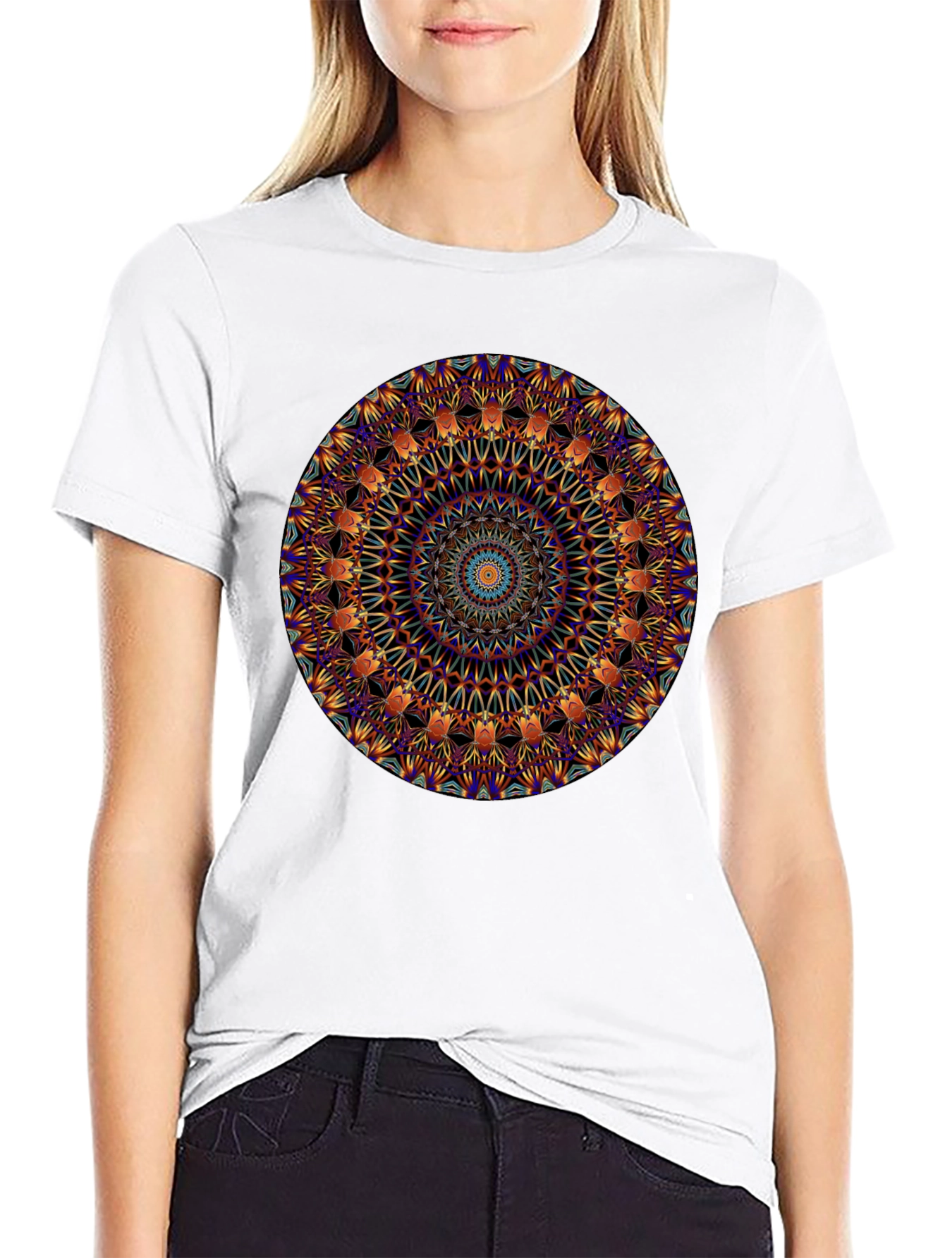 Mandala Graphic Print Black T-Shirt
