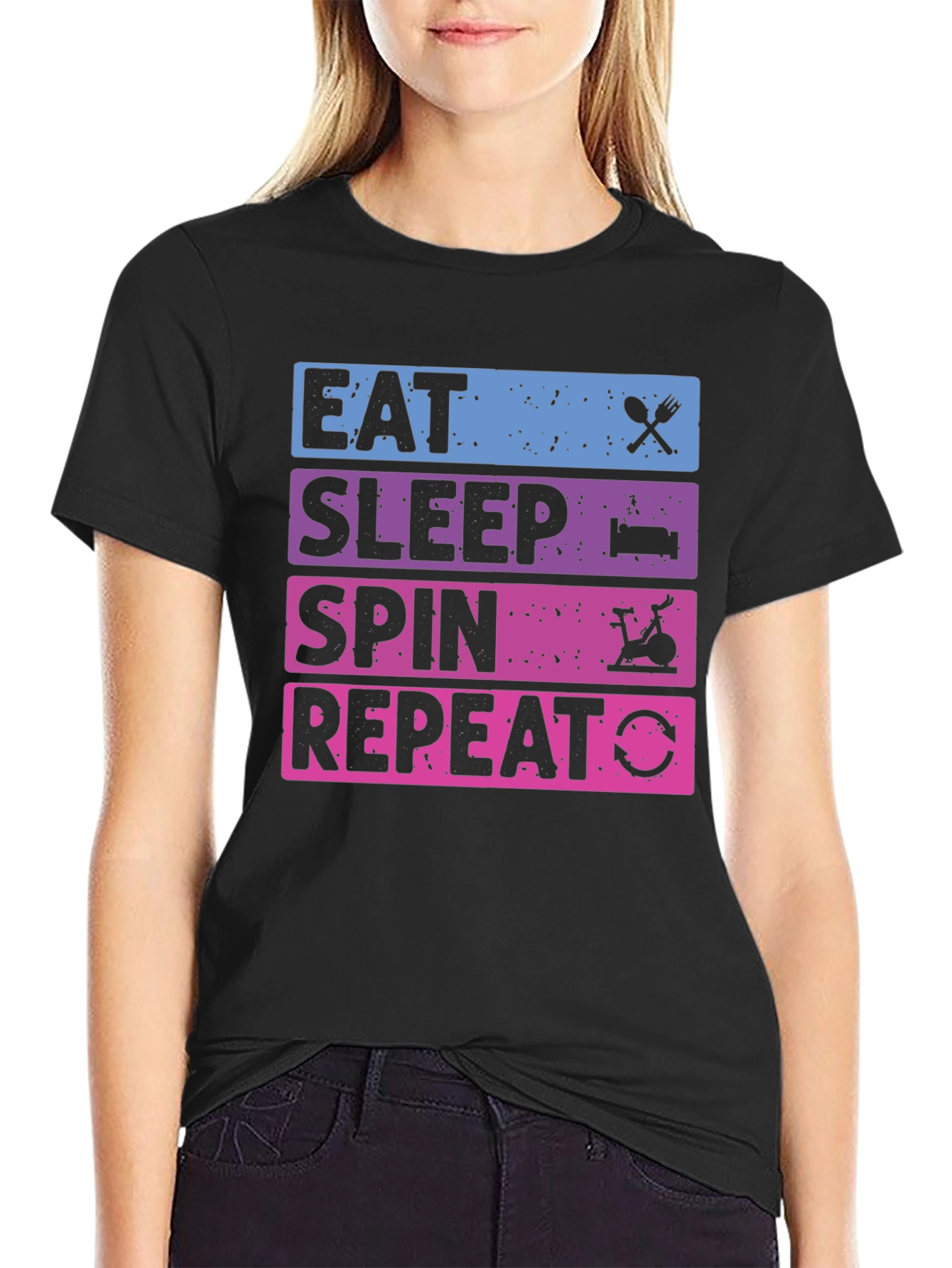 Eat Sleep Spin Repeat T-Shirt - Fitness Apparel