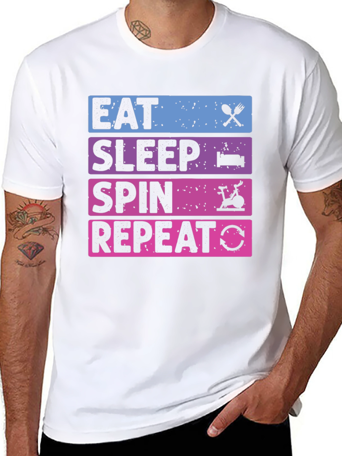 Eat Sleep Spin Repeat T-Shirt - Fitness Apparel