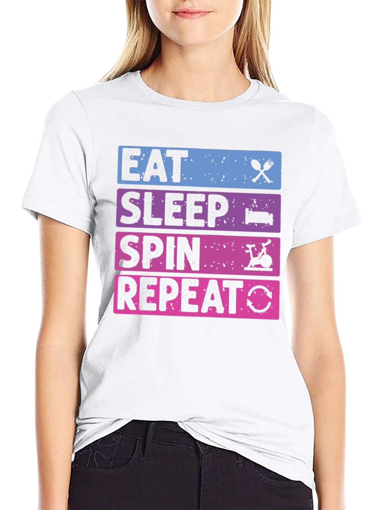 Eat Sleep Spin Repeat T-Shirt - Fitness Apparel