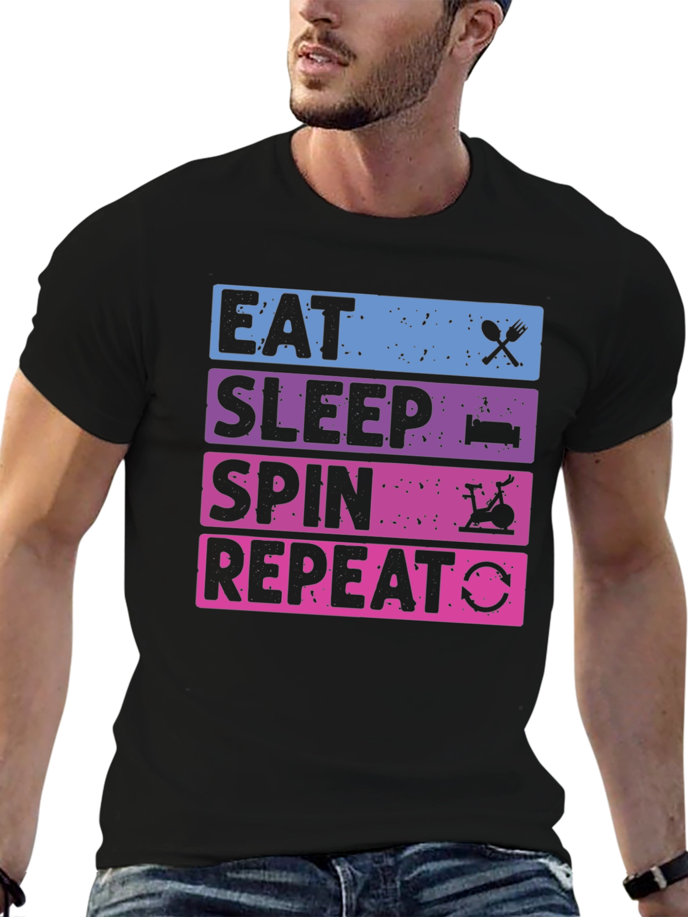 Eat Sleep Spin Repeat T-Shirt - Fitness Apparel