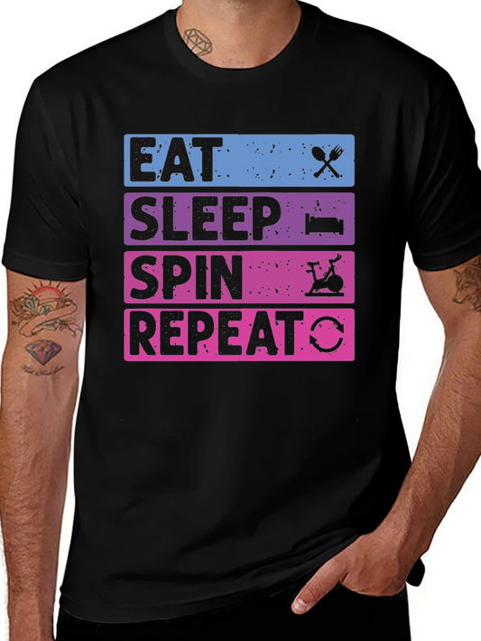Eat Sleep Spin Repeat T-Shirt - Fitness Apparel
