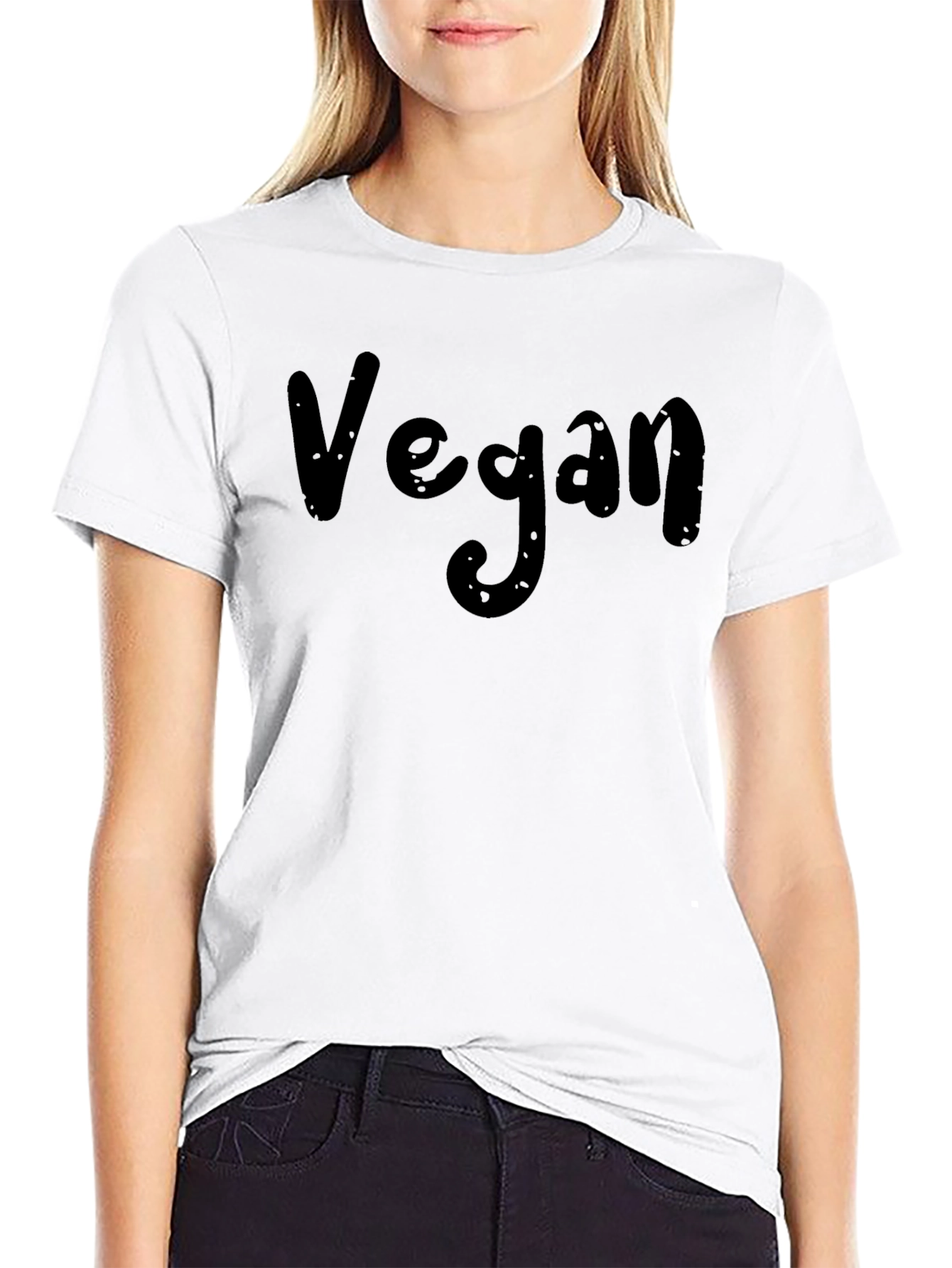 Vegan Black T-Shirt - Comfortable Crew Neck