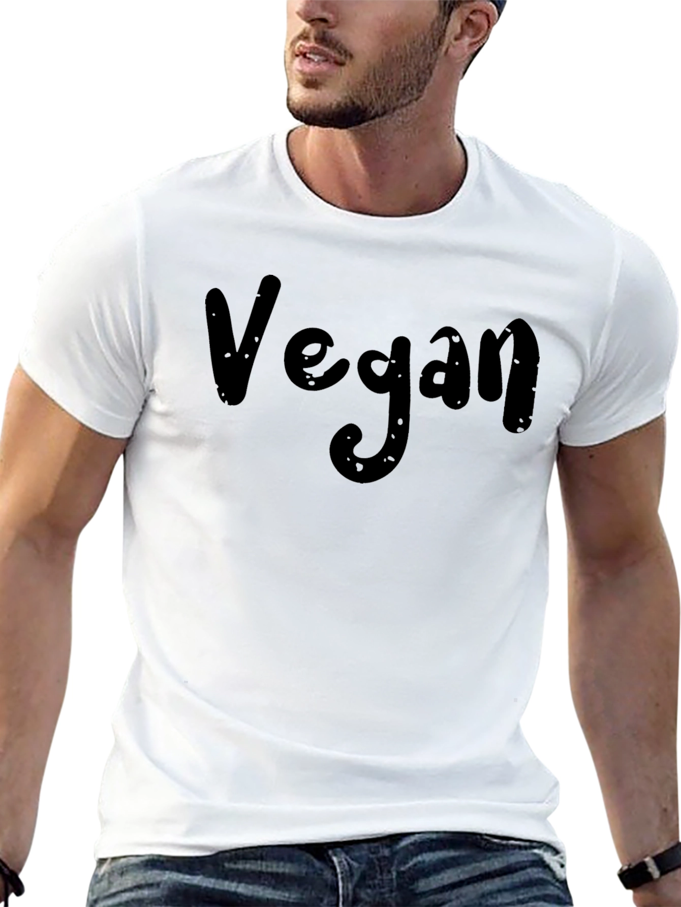 Vegan Black T-Shirt - Comfortable Crew Neck