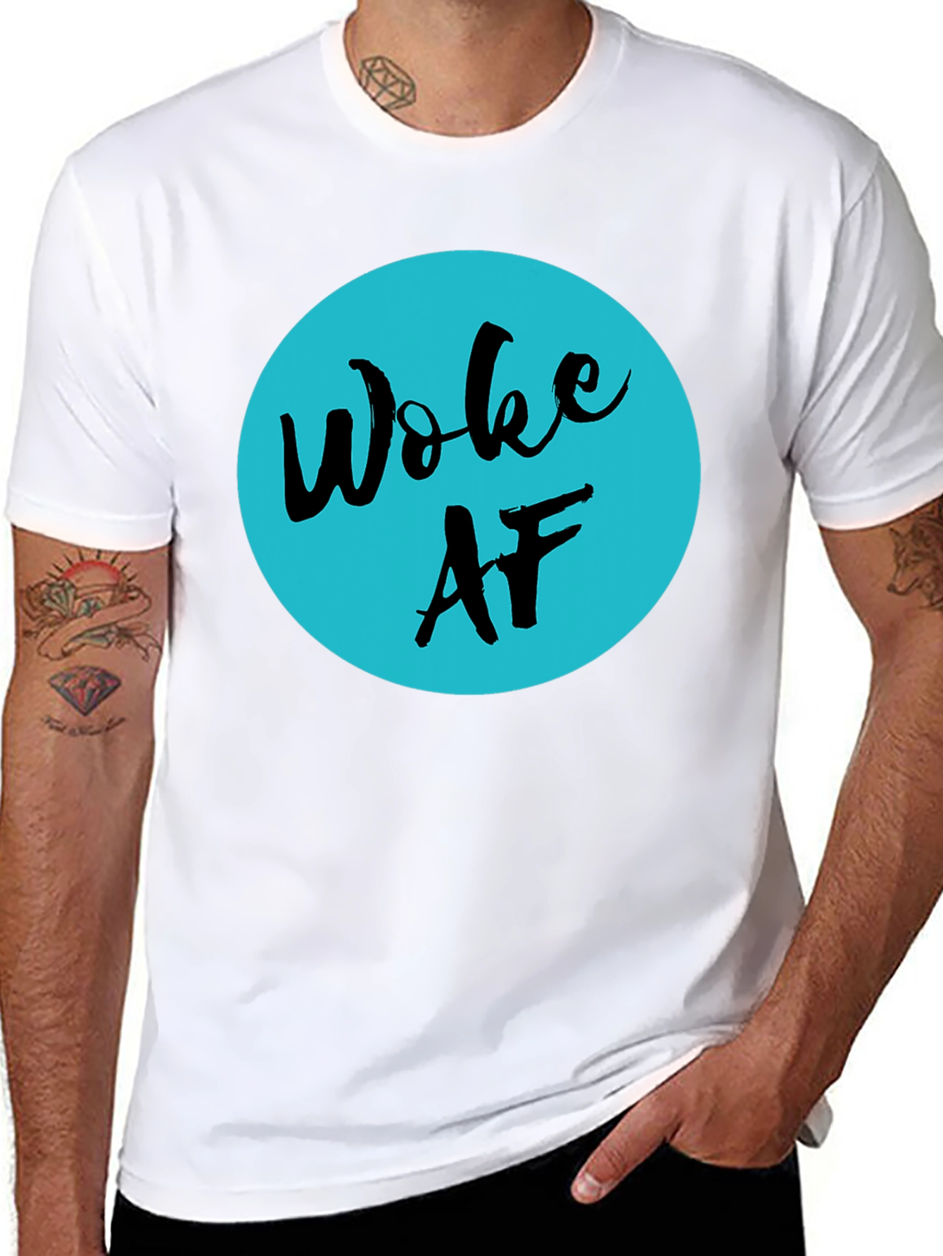 Woke AF Graphic Tee - Black Crew Neck T-Shirt