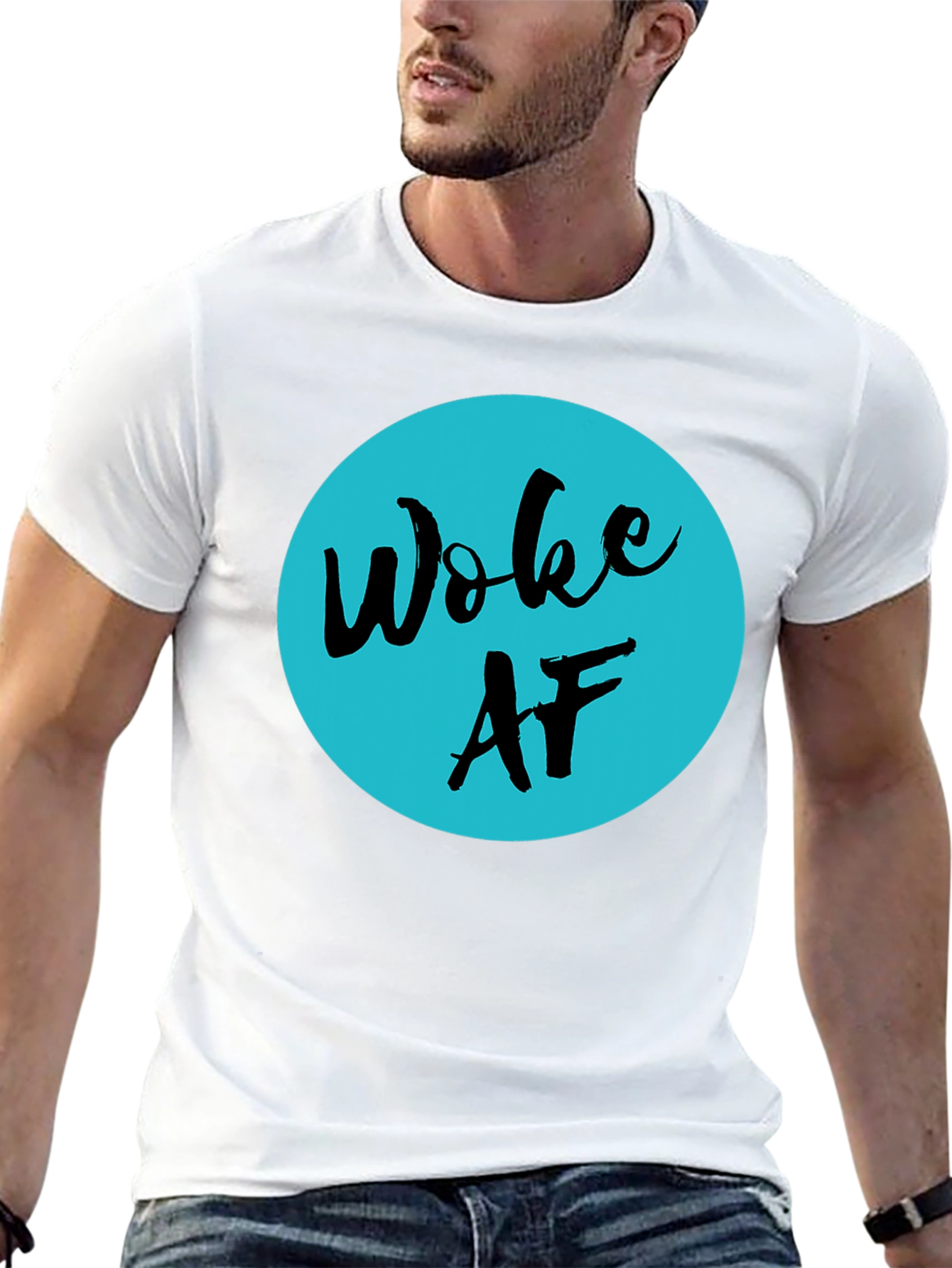 Woke AF Graphic Tee - Black Crew Neck T-Shirt
