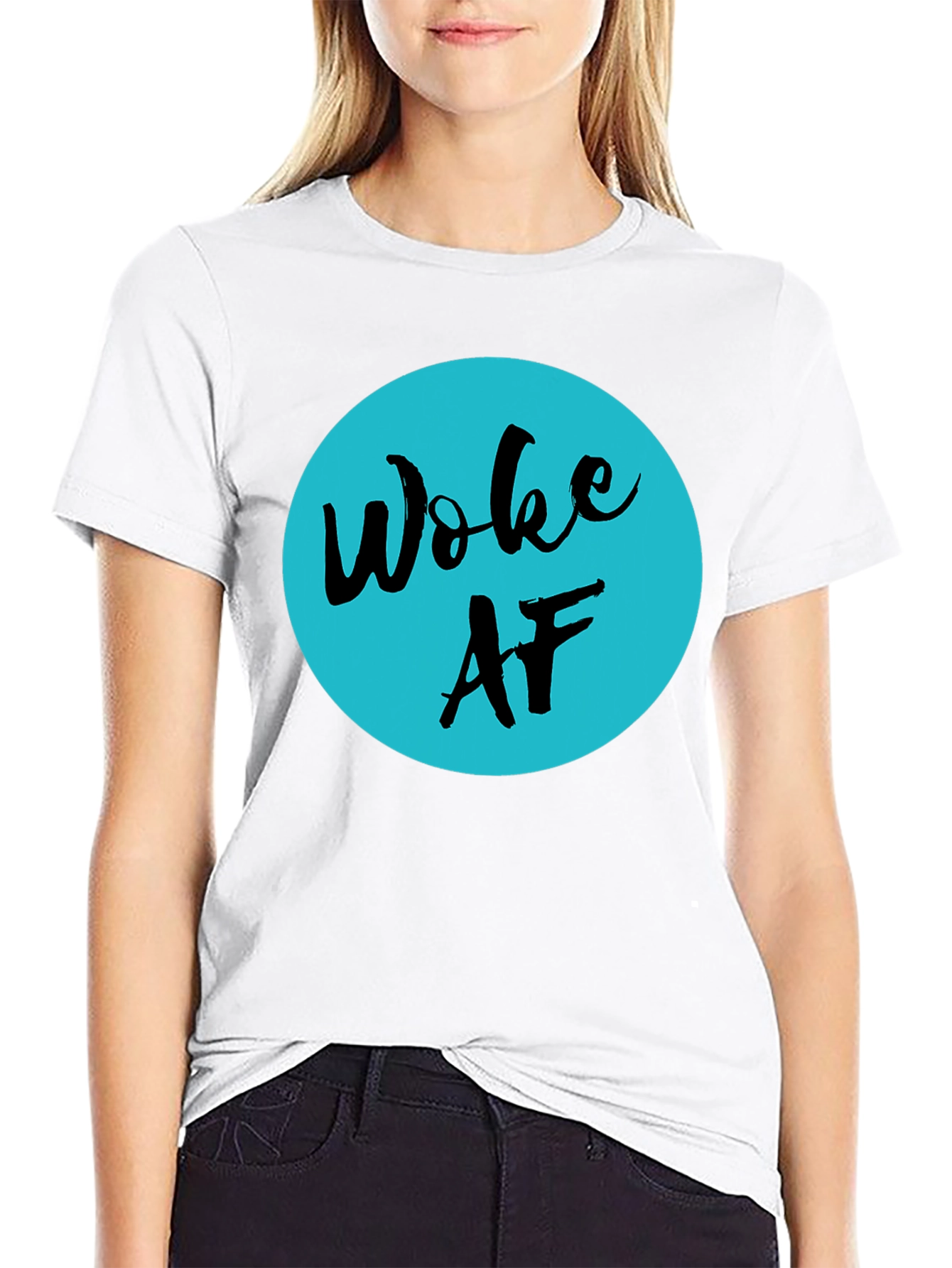 Woke AF Graphic Tee - Black Crew Neck T-Shirt