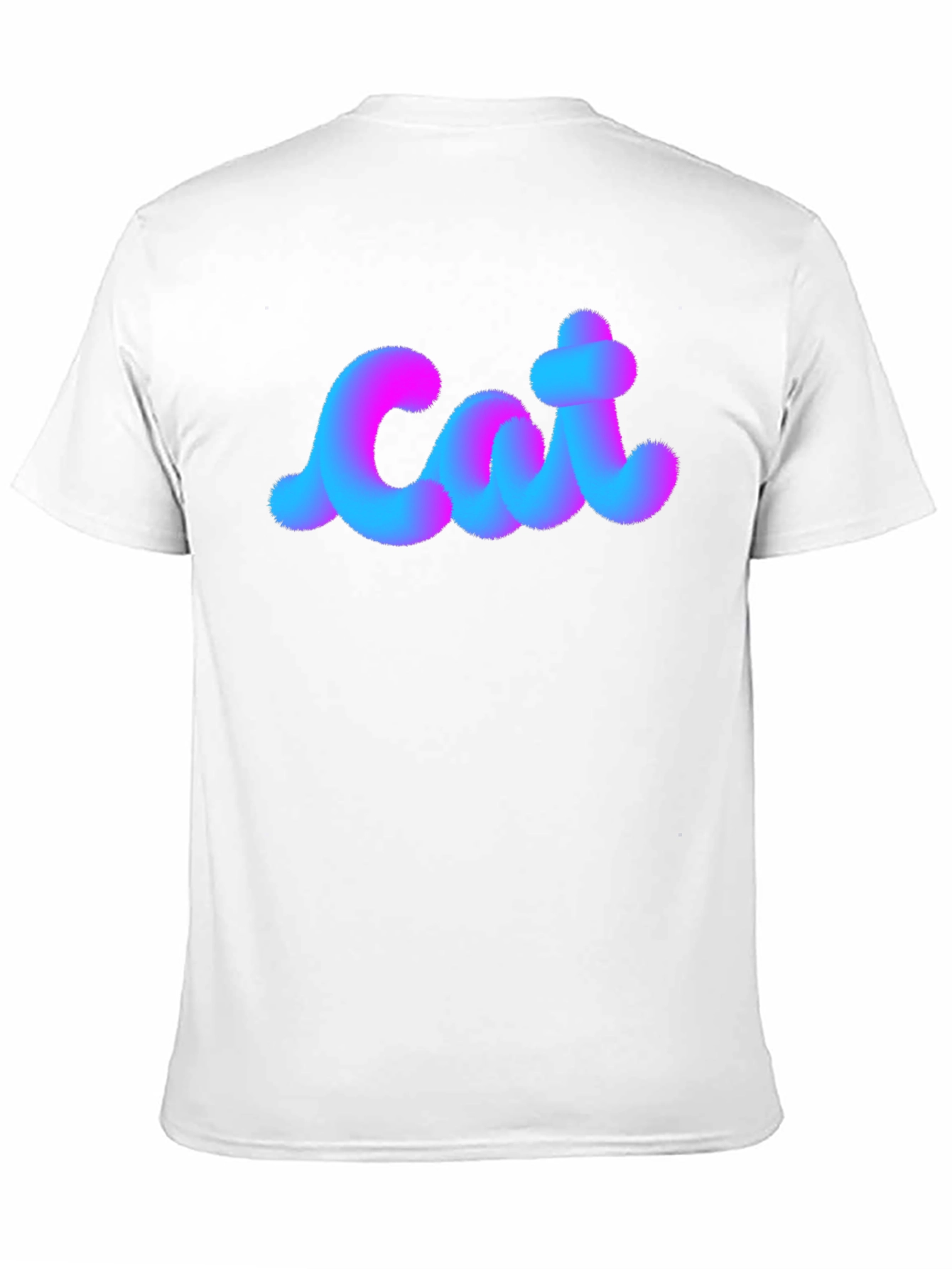 Cat Fuzzy Text Black Cotton T-Shirt