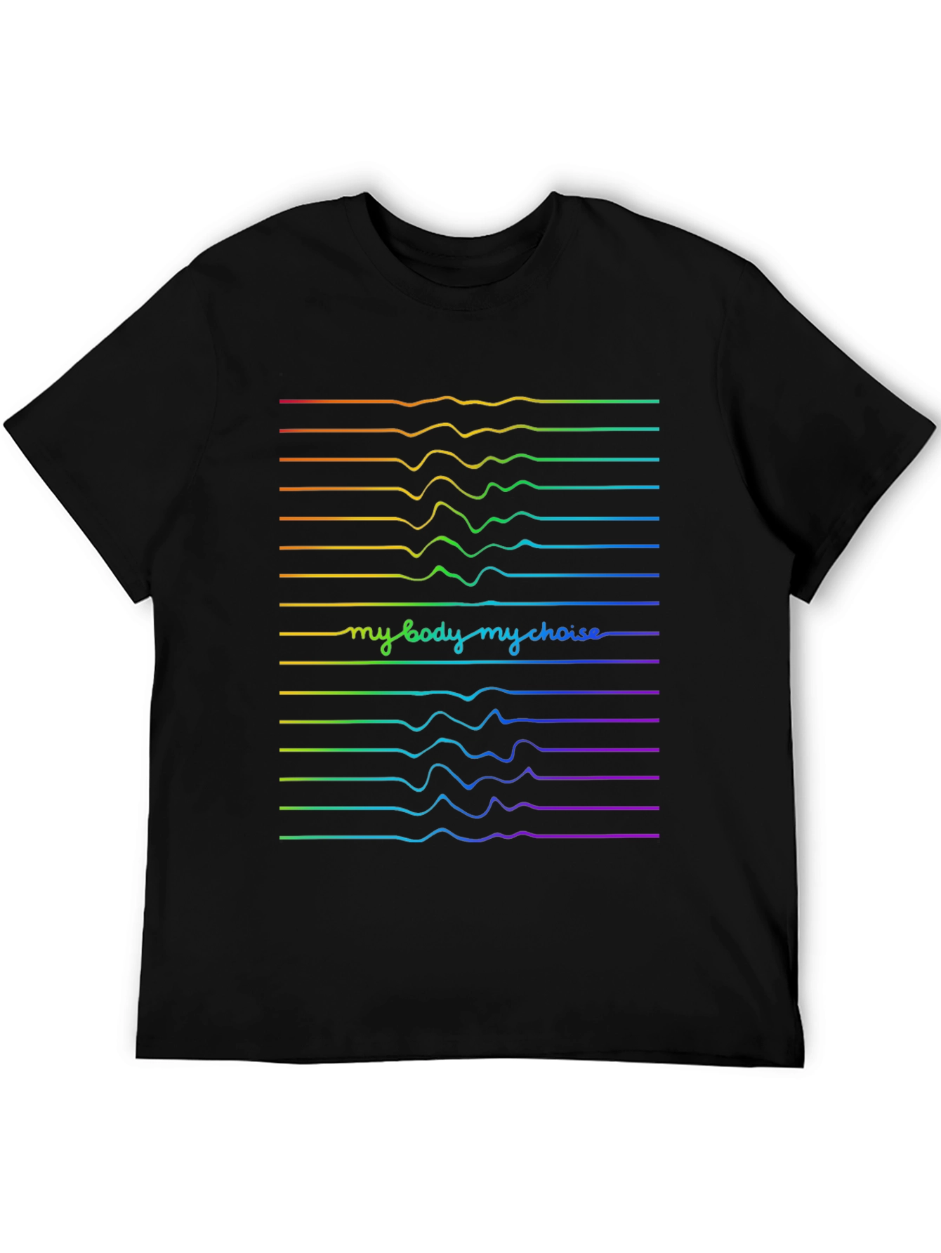 My Body My Choice Rainbow Wave Tee