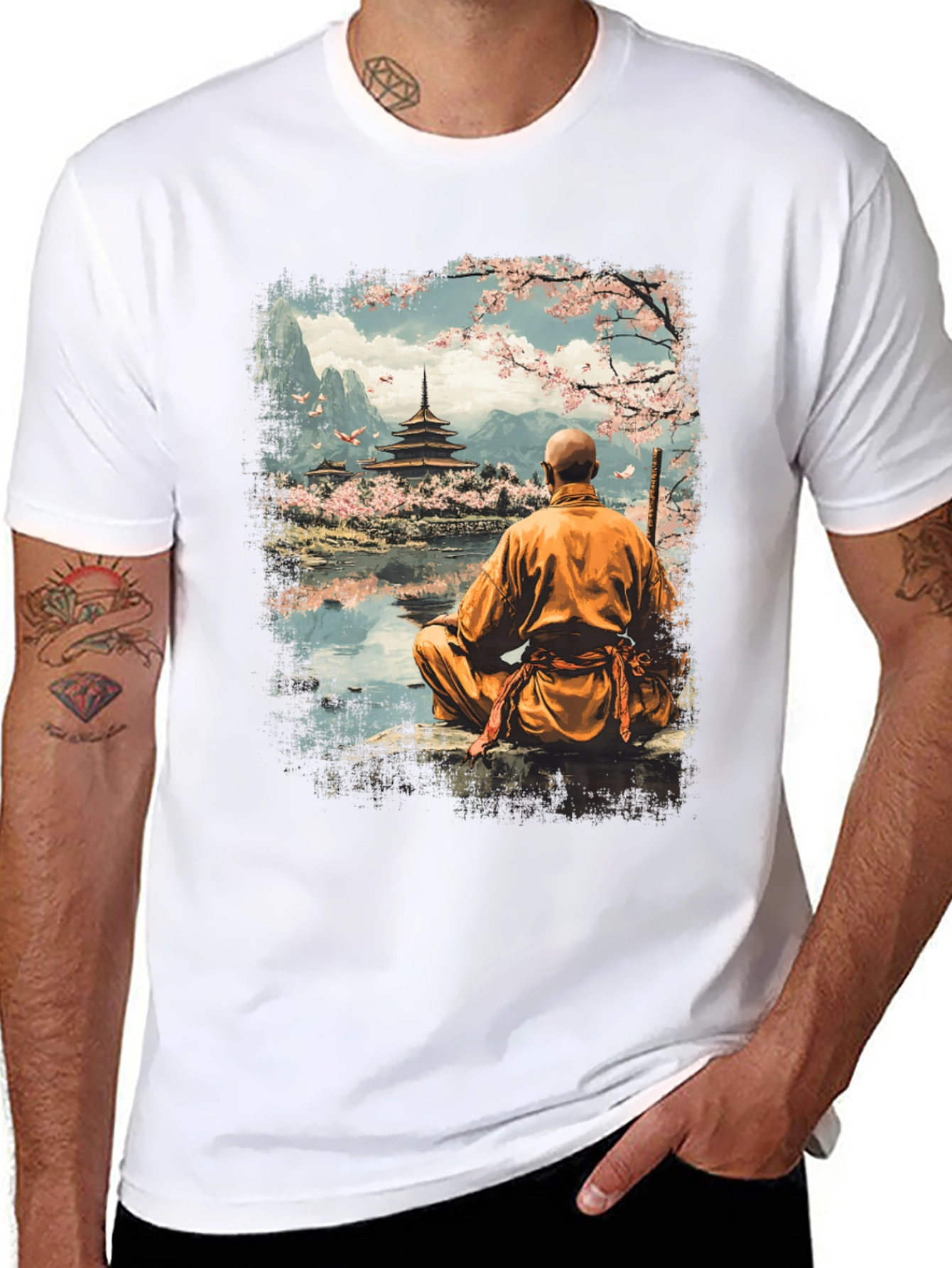 Zen Monk T-Shirt - Japanese Temple Design