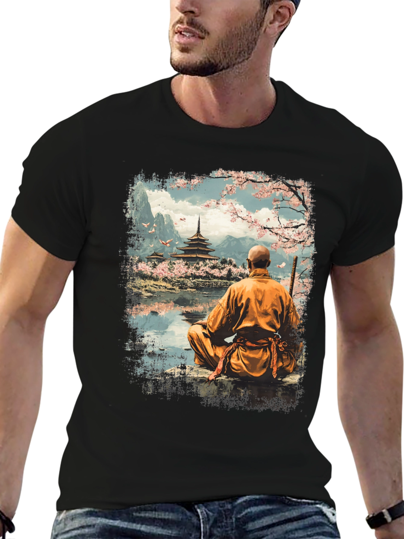 Zen Monk T-Shirt - Japanese Temple Design