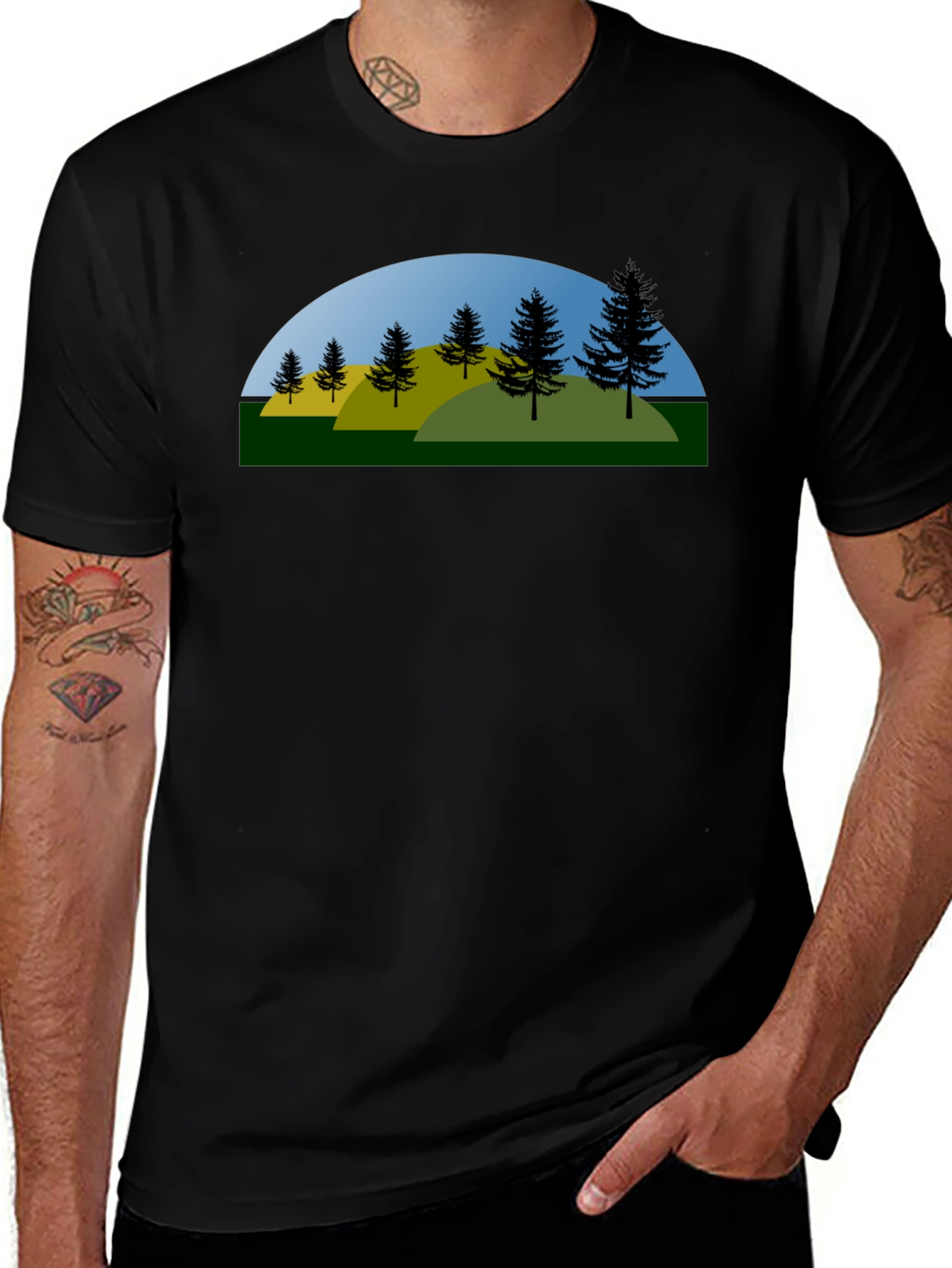 Nature Graphic Tee - Black Cotton Blend