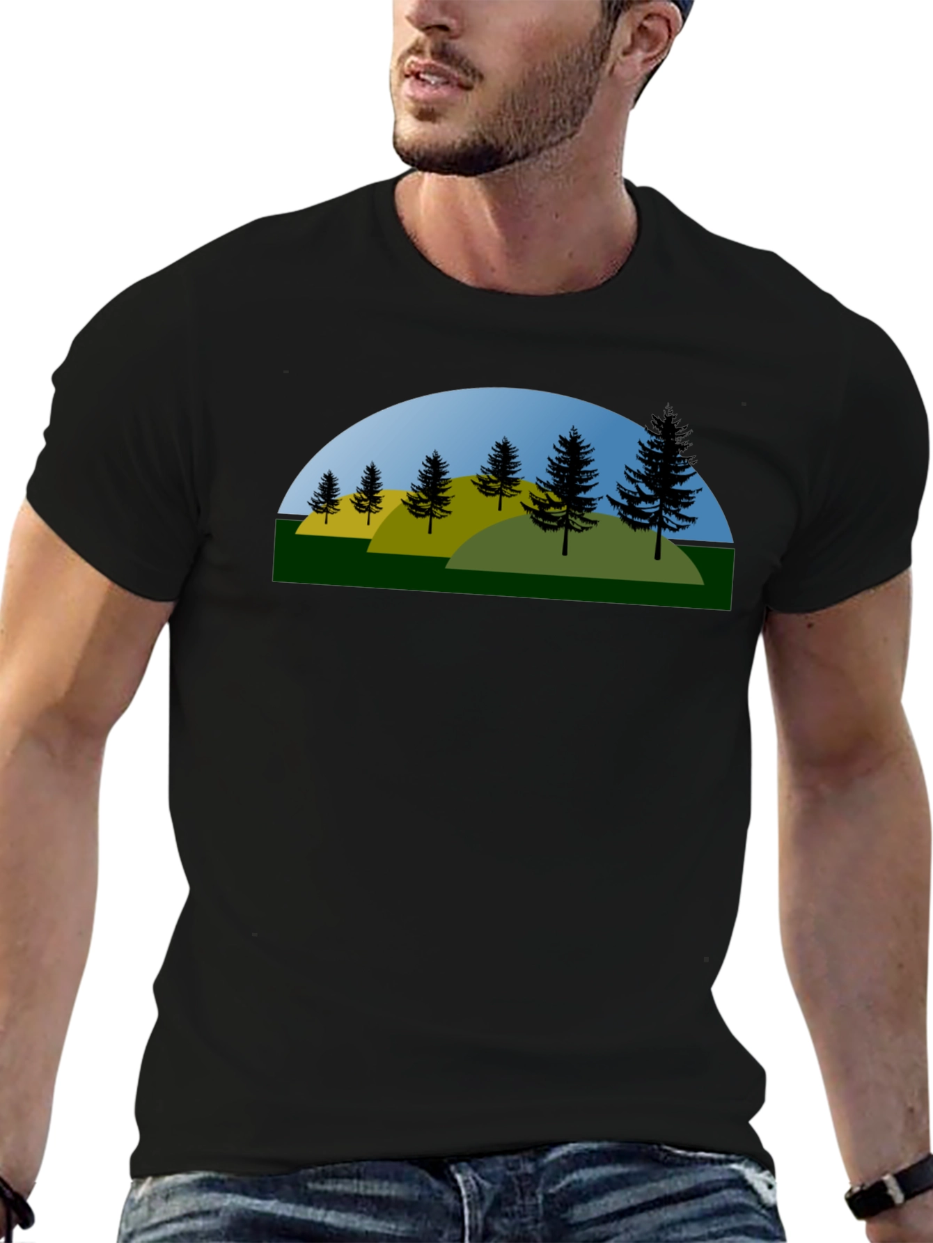 Nature Graphic Tee - Black Cotton Blend