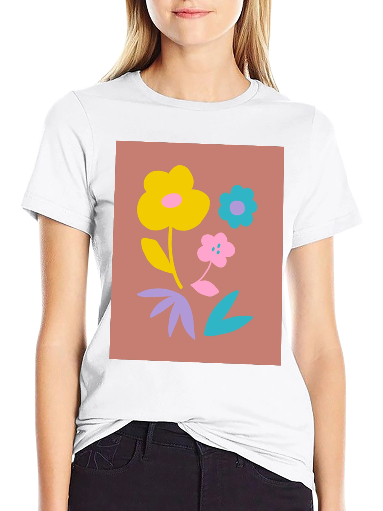 Floral Graphic Print Black T-Shirt