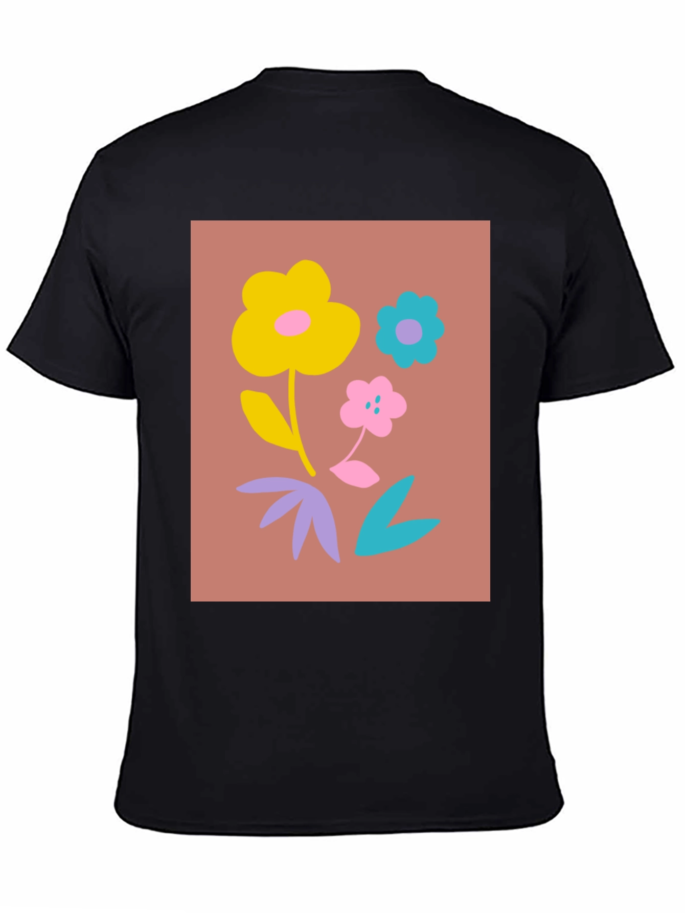 Floral Graphic Print Black T-Shirt