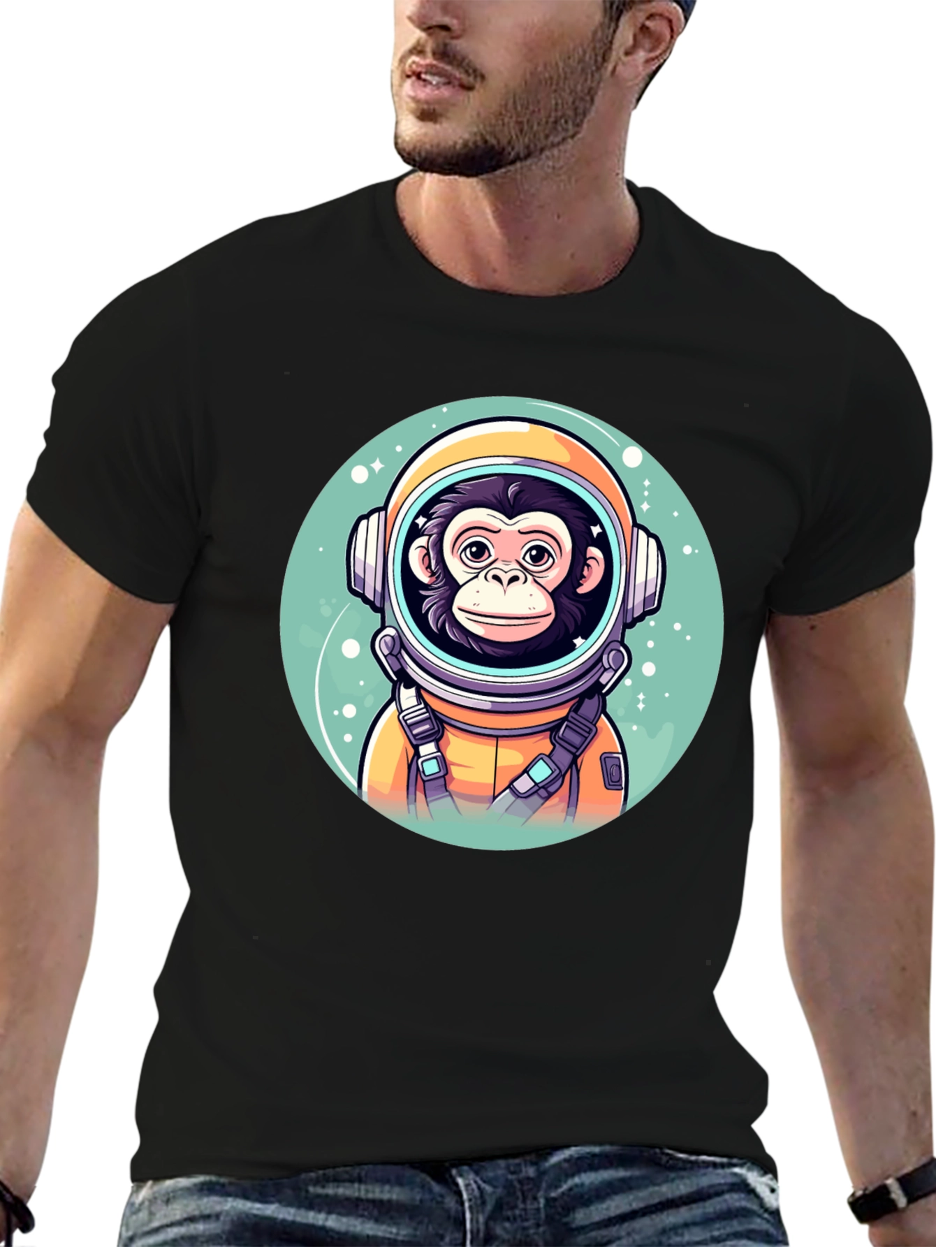 Monkey Astronaut Graphic T-Shirt