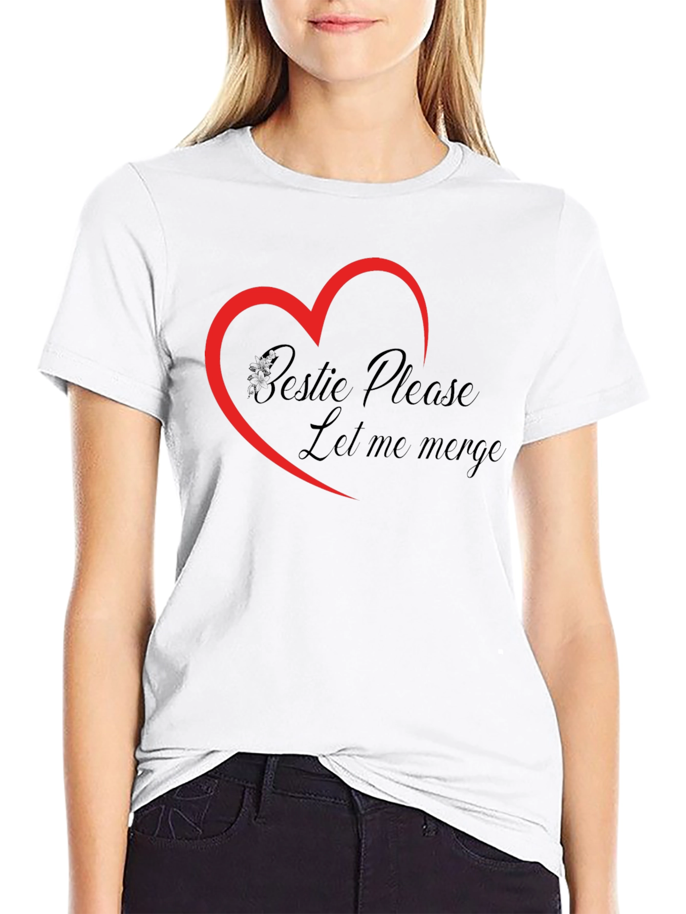 Bestie Please Let Me Merge Black T-Shirt