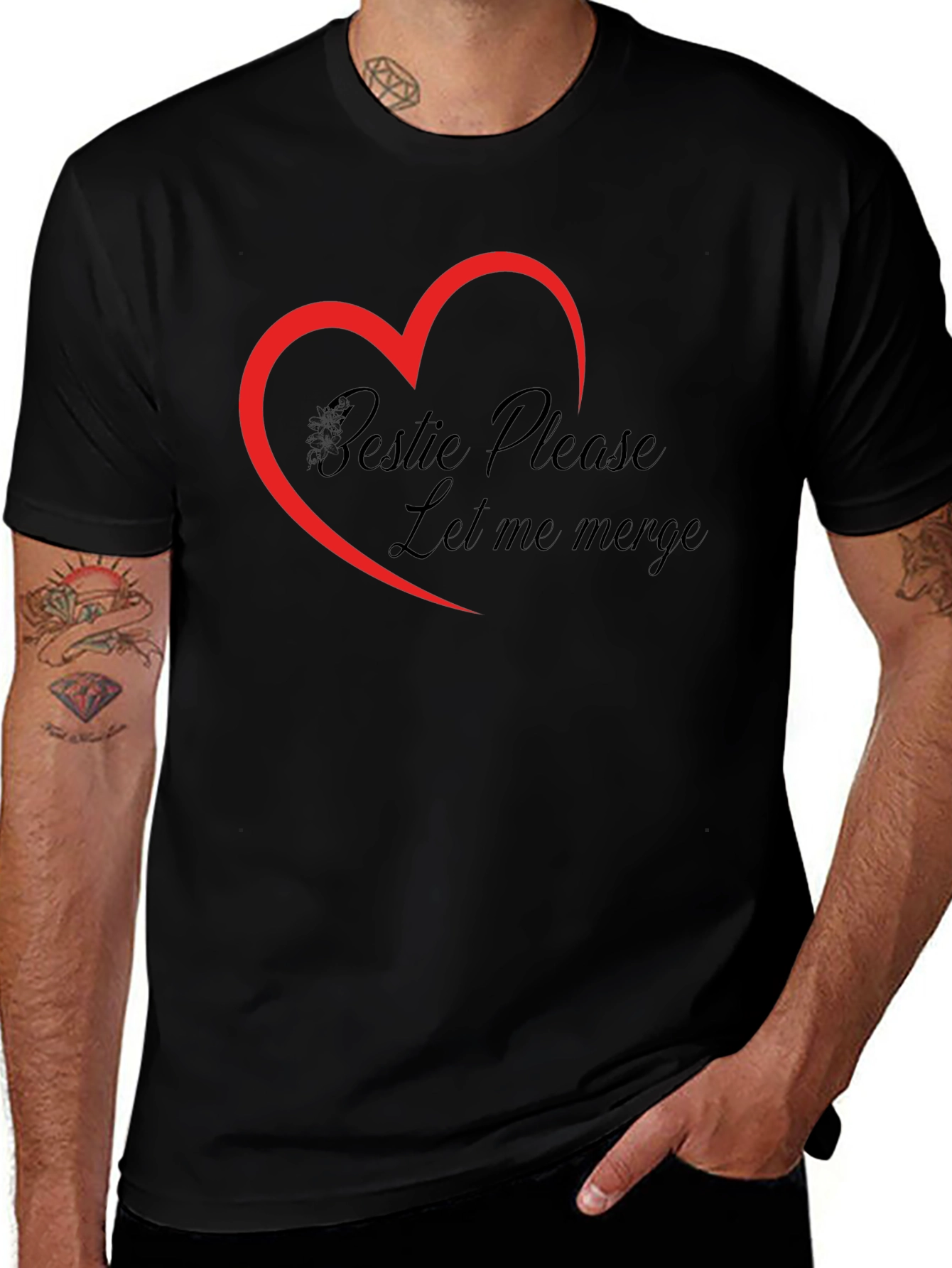 Bestie Please Let Me Merge Black T-Shirt